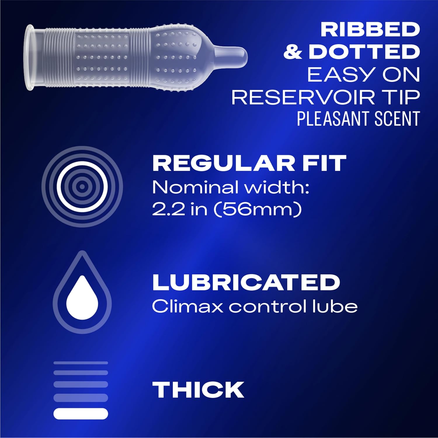 Condoms, Ultra Fine, Ribbed, Dotted with Delay Lubricant, Durex Performax Intense Natural Rubber Latex Condoms, 12 Count, Contains Desensitizing Lube for Men