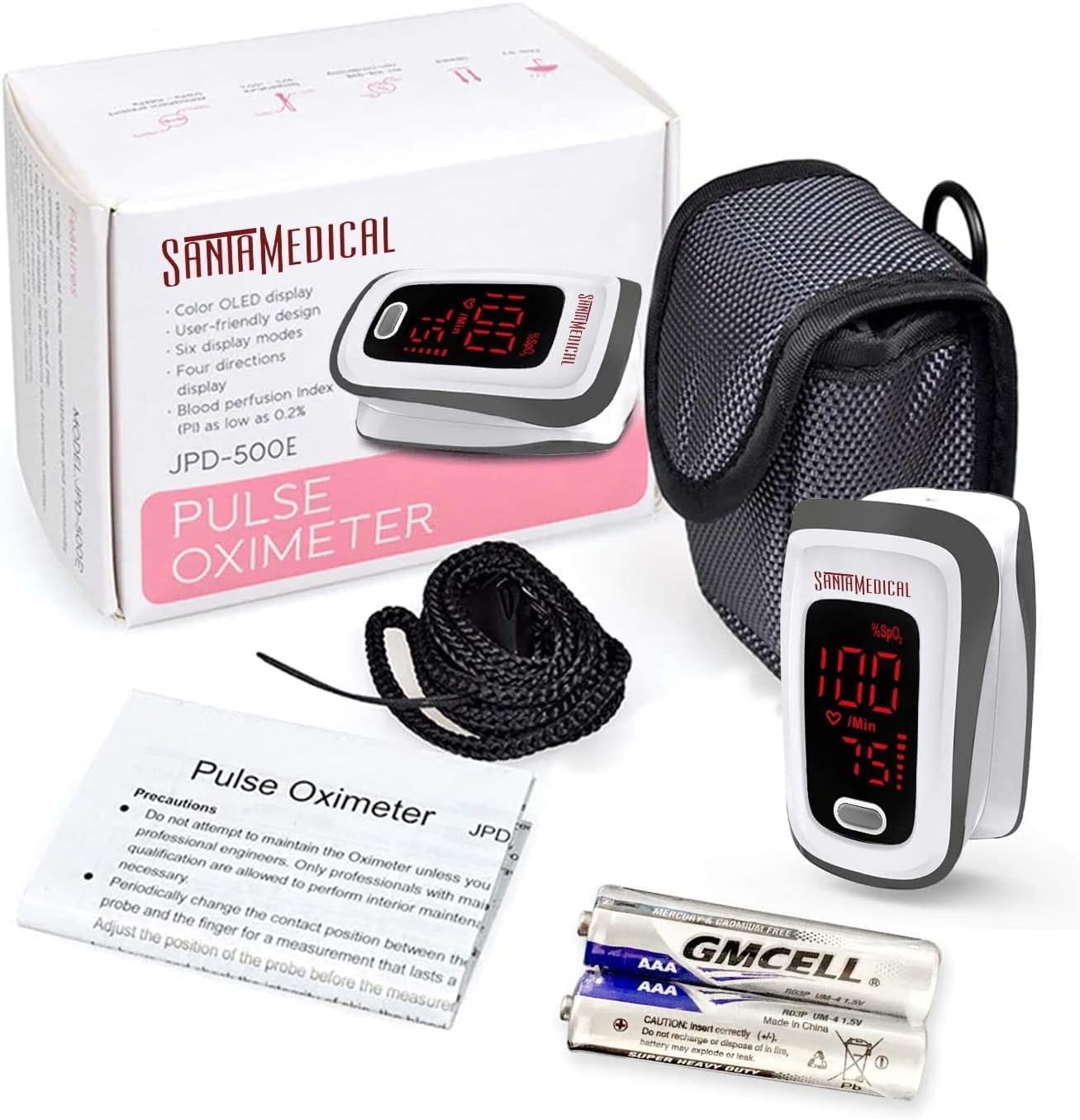 Fingertip Pulse Oximeter, Blood Oxygen Saturation Monitor (SpO2) with Pulse Rate Measurements and Pulse Bar Graph