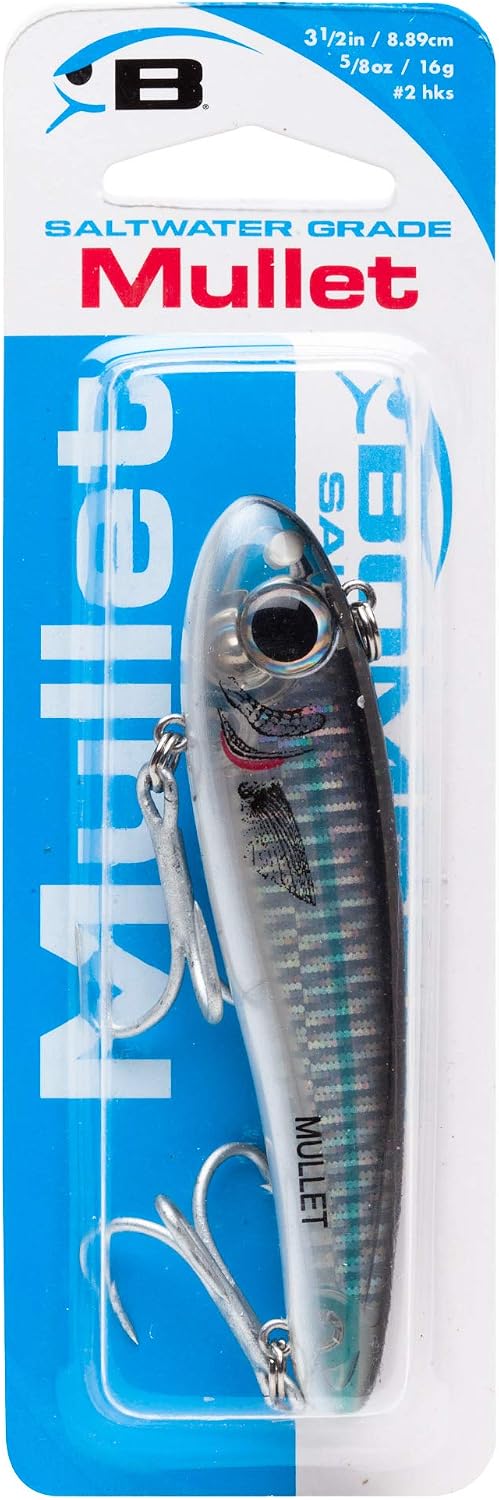 Bomber Lures Mullet Slow-Sinking Twitch / Walking Saltwater Fishing Lure - Excellent for Speckled Trout, Redfish, Stripers and More, 3 1/2 Inch, 5/8 Ounce