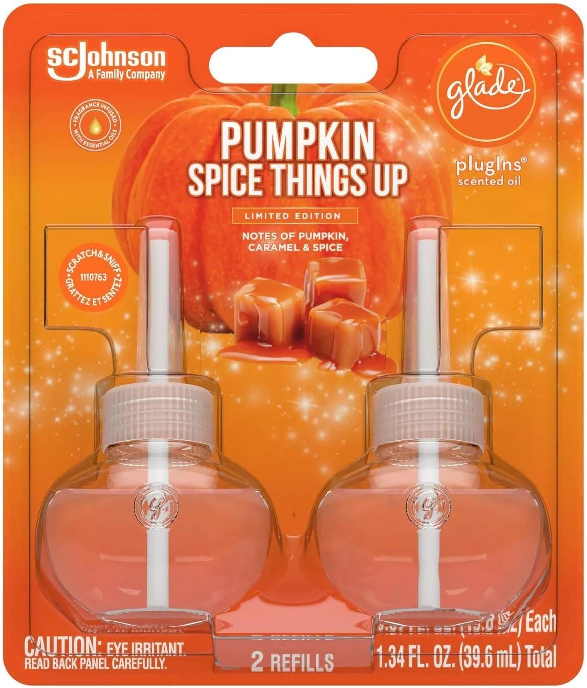 Glade Scented Oil Refills - Pumpkin Spice Things Up - Holiday Collection 2020-2 Count Oil Refills Per Package - Pack of 2 Packages