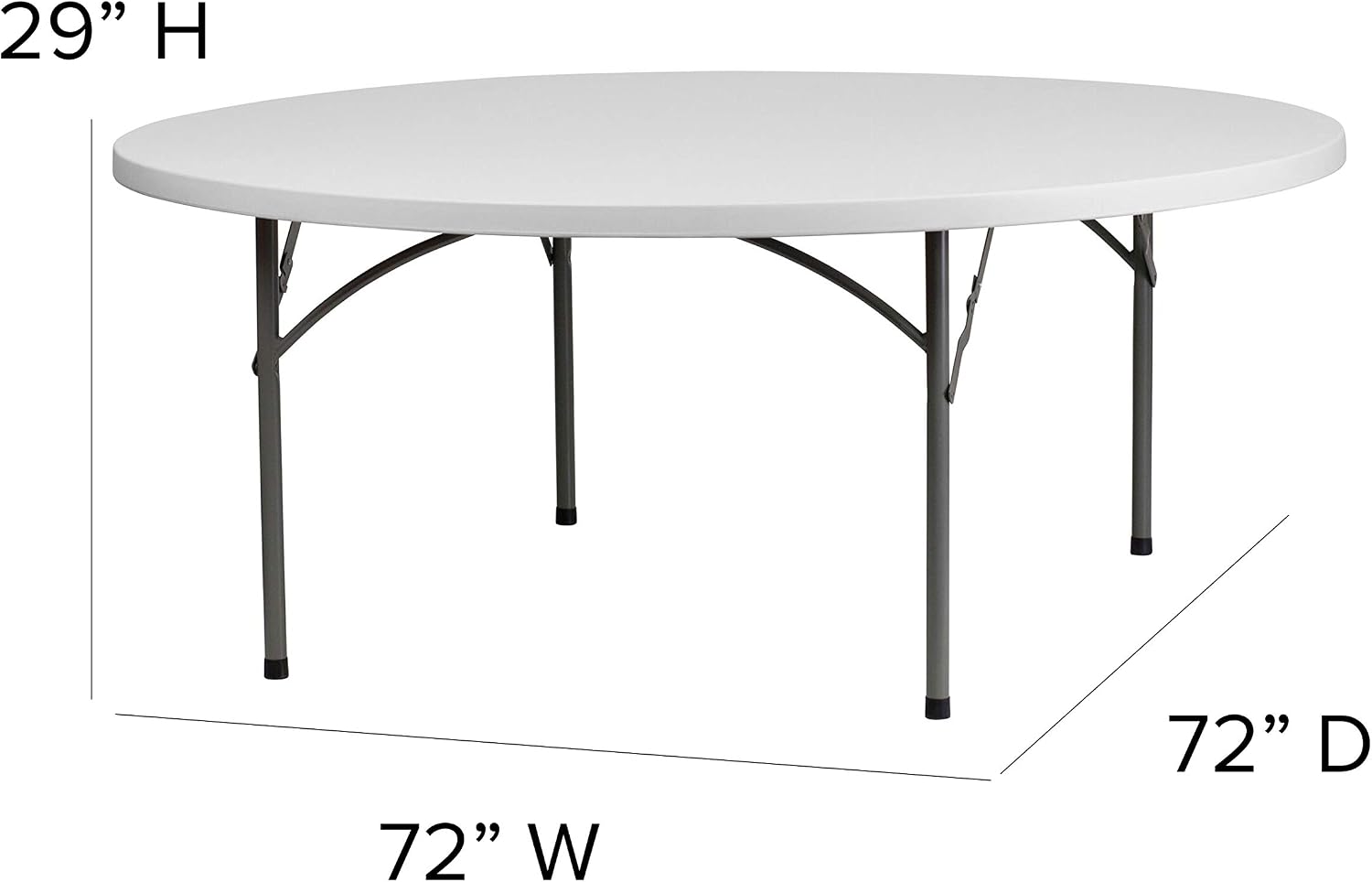 Flash Furniture 6 ft Plastic Round Folding Table, Granite White | Durable Construction, Commercial Use
