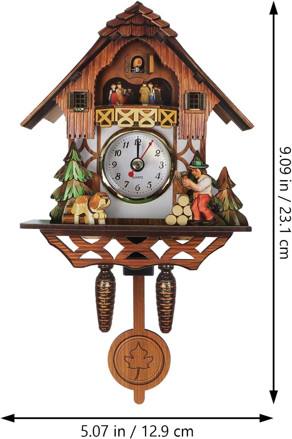 Vosarea Wooden Wall Clock,Small Clock Decor,Cuckoo Shaped Clock Antique Pendulum for Home Kids Room Bedroom Decor