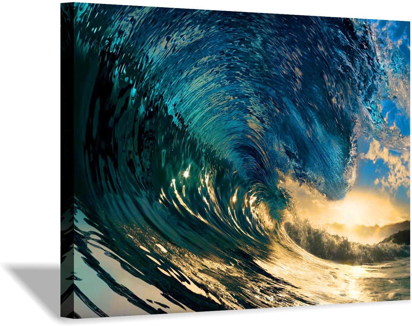 Hardy Gallery Ocean Wave Canvas Wall Art Coastal Decor 16x11 Inch