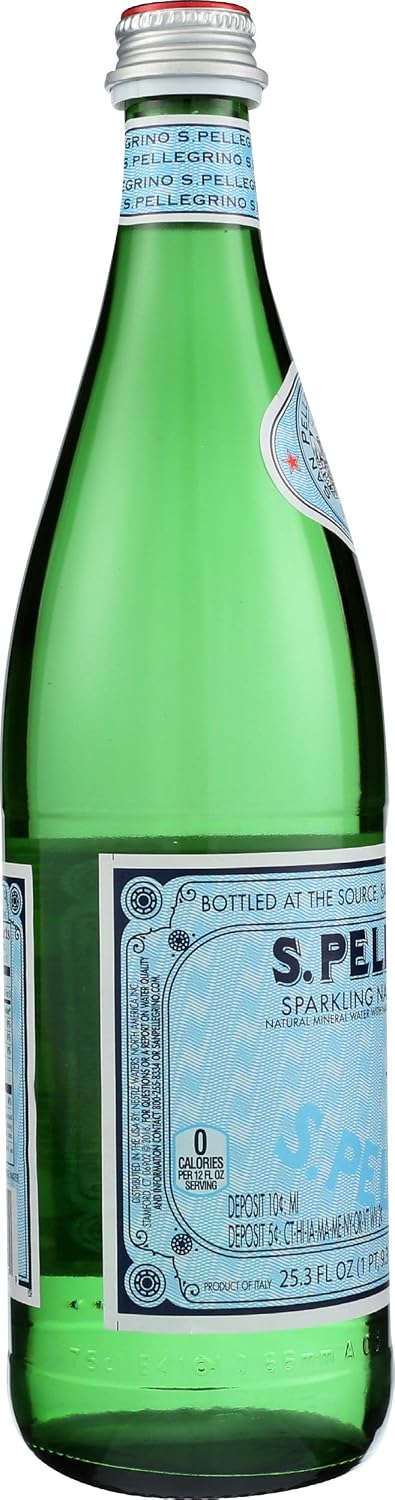 S.Pellegrino Sparkling Natural Mineral Water, 6 Pack of Glass Bottles
