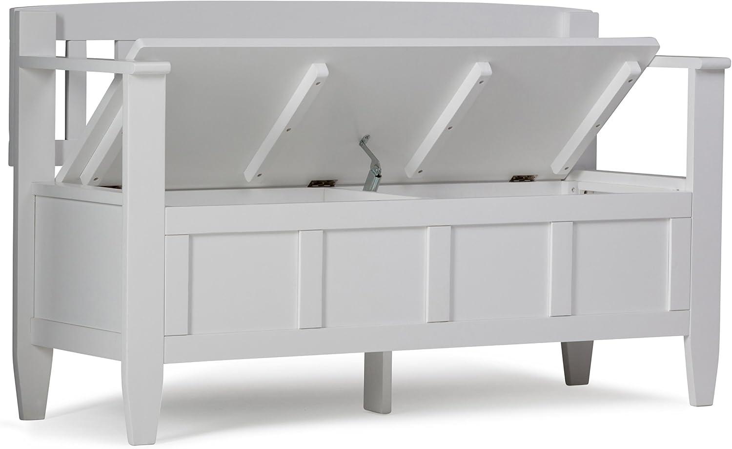 SIMPLIHOME Connaught 30" Wide Solid Wood Storage Bench in Chestnut Brown | Contemporary entryway bench with lift-up lid and hidden storage; mudroom, hallway, foyer, or shoe bench.