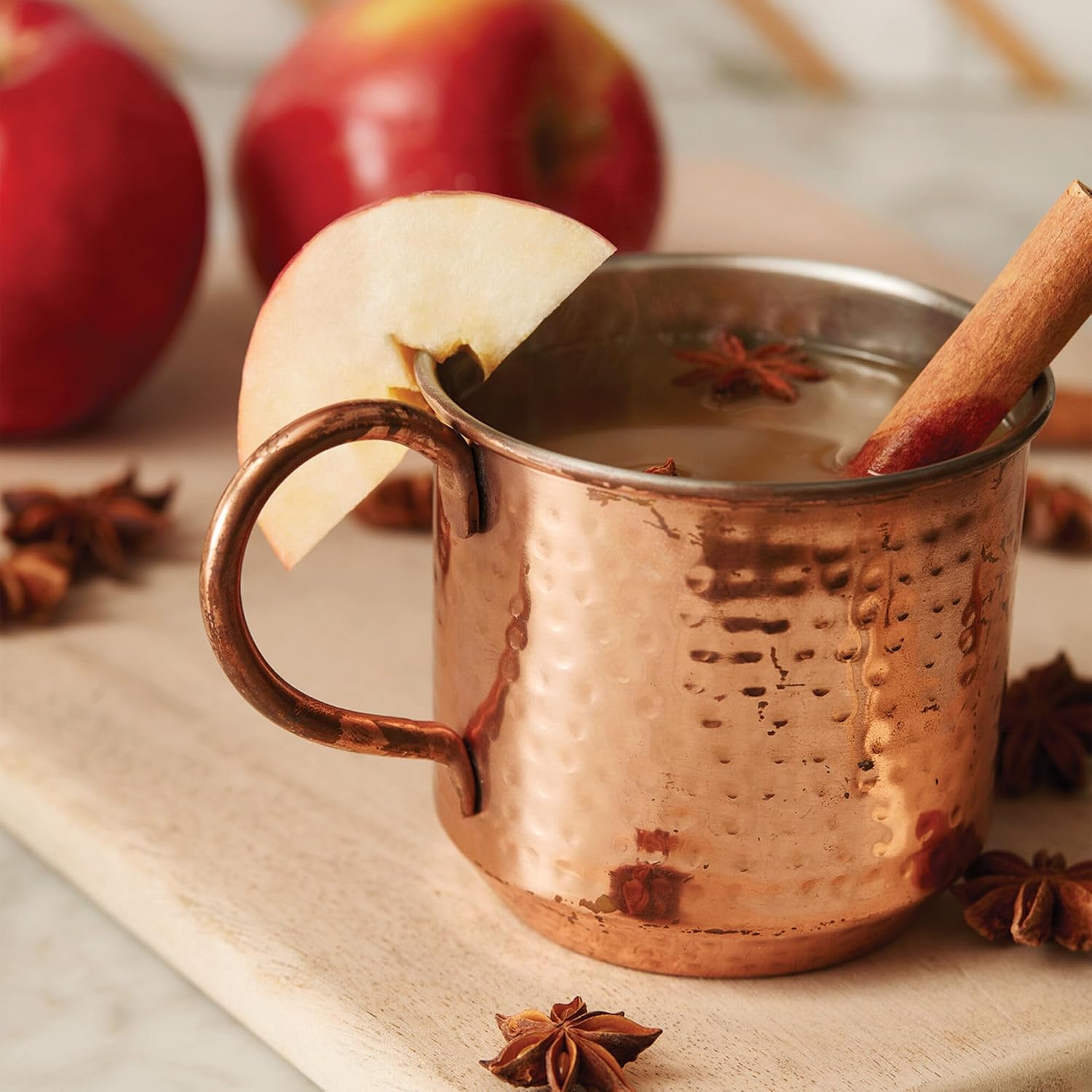 Thymes Simmered Cider Copper Candle - Warm & Spicy Apple Scented Candles for Home - Notes of Apple, Clove, and Cardamom - Luxury Gifts for Women - Fall Decor - 3 Wick (Copper Pot, 18 oz)