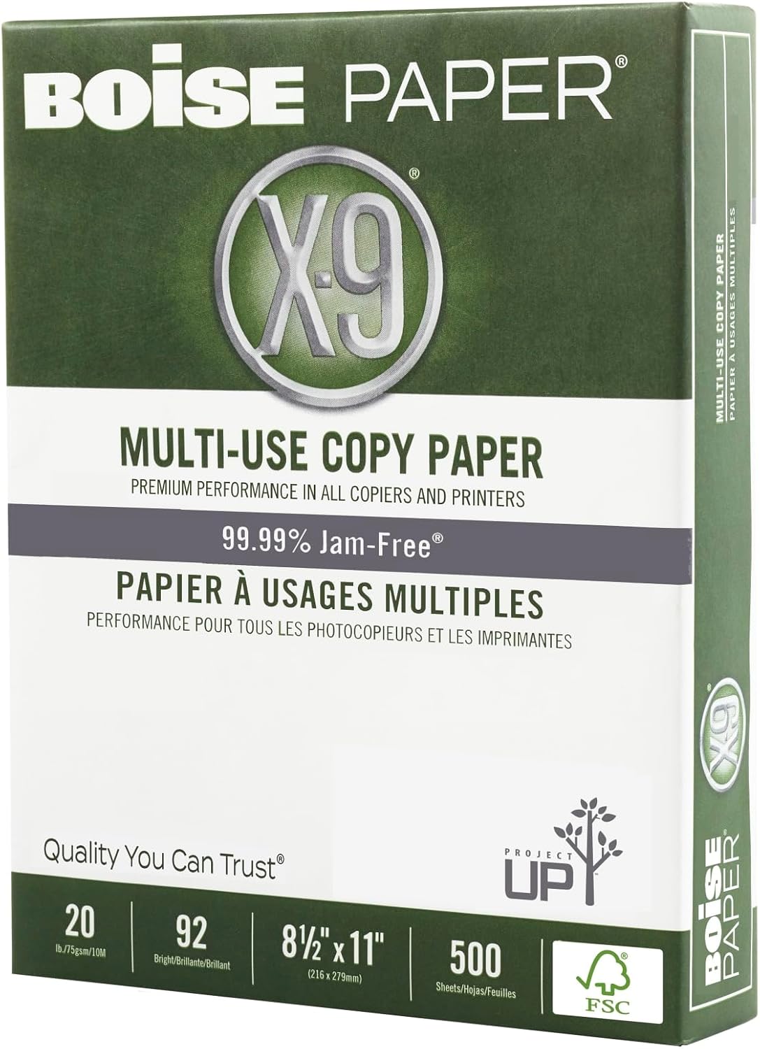 Boise X-9 Multi-Use Printer & Copy Paper, 5 Reams, White, Ledger (11in x 17in), 2500 Sheets Per Case, 20 Lb, 92 Brightness