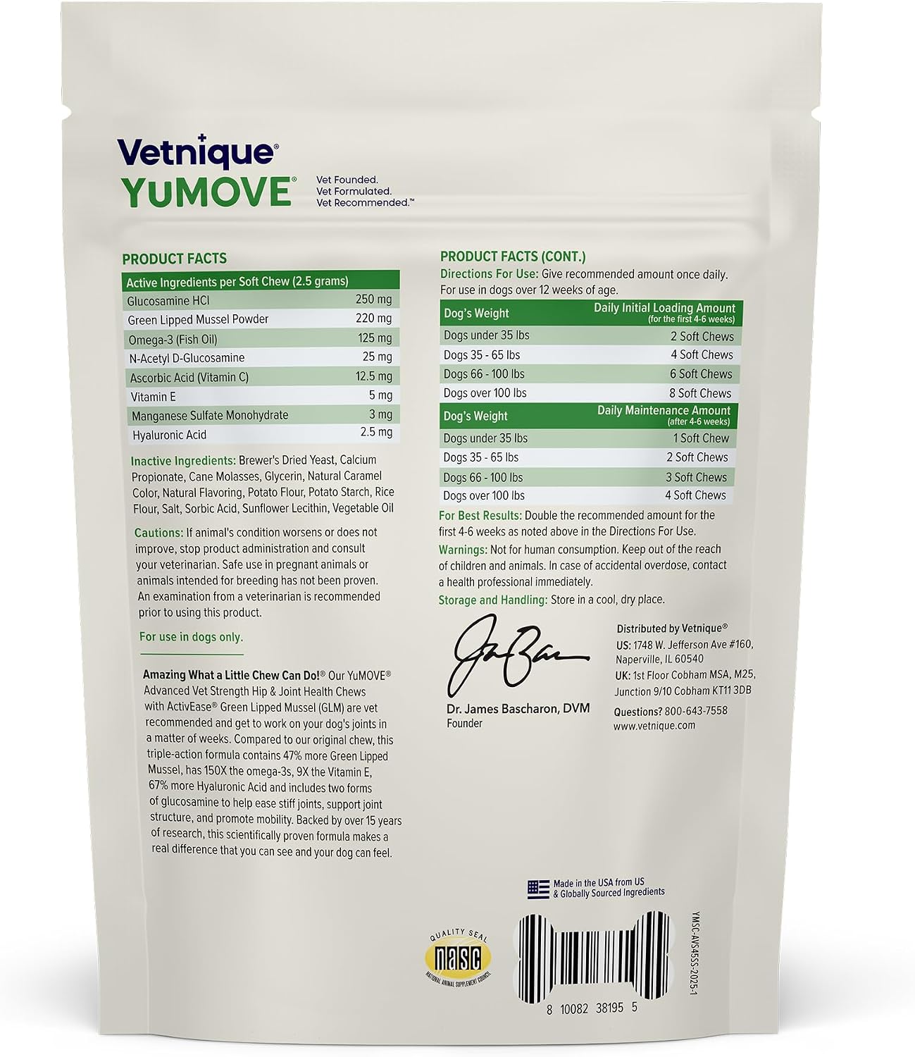 YuMOVE Adult Dog Hip & Joint Supplement Chews Green Lipped Mussel 300ct