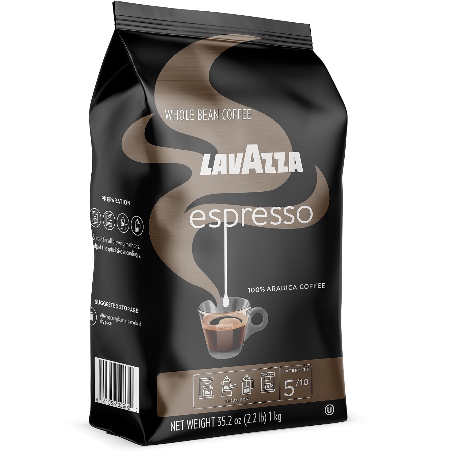 Lavazza Super Crema Whole Bean Coffee, Medium Espresso Roast, Arabica and Robusta Blend, 2.2 lb Bag, Package May Vary (Pack of 1)