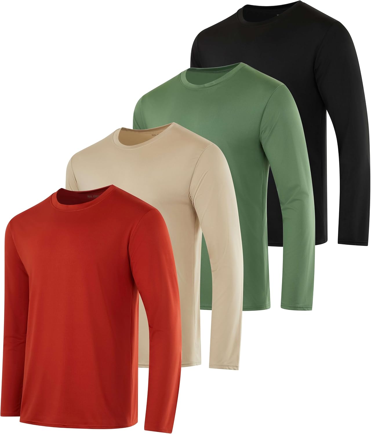 4 Pack Men's Dry Fit Long Sleeve Workout Shirts Gym Athletic Tee Fishing