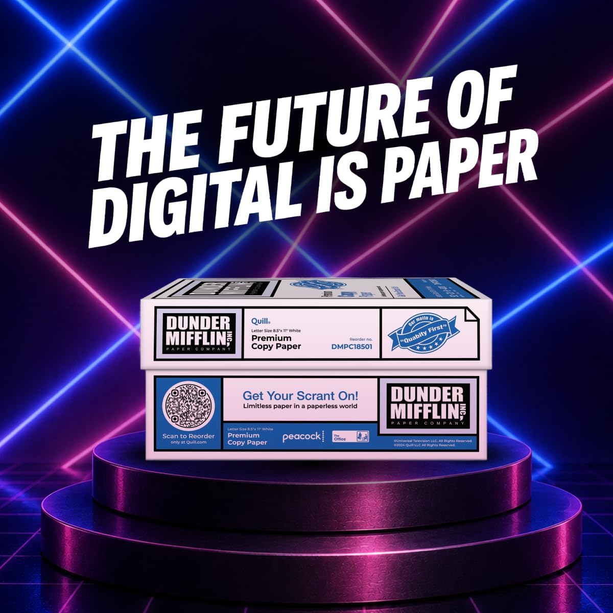 The Office Dunder Mifflin Copy Paper, 8-1/2" x 11", 92 Bright, 20 LB, 8 Reams of 500 Sheets