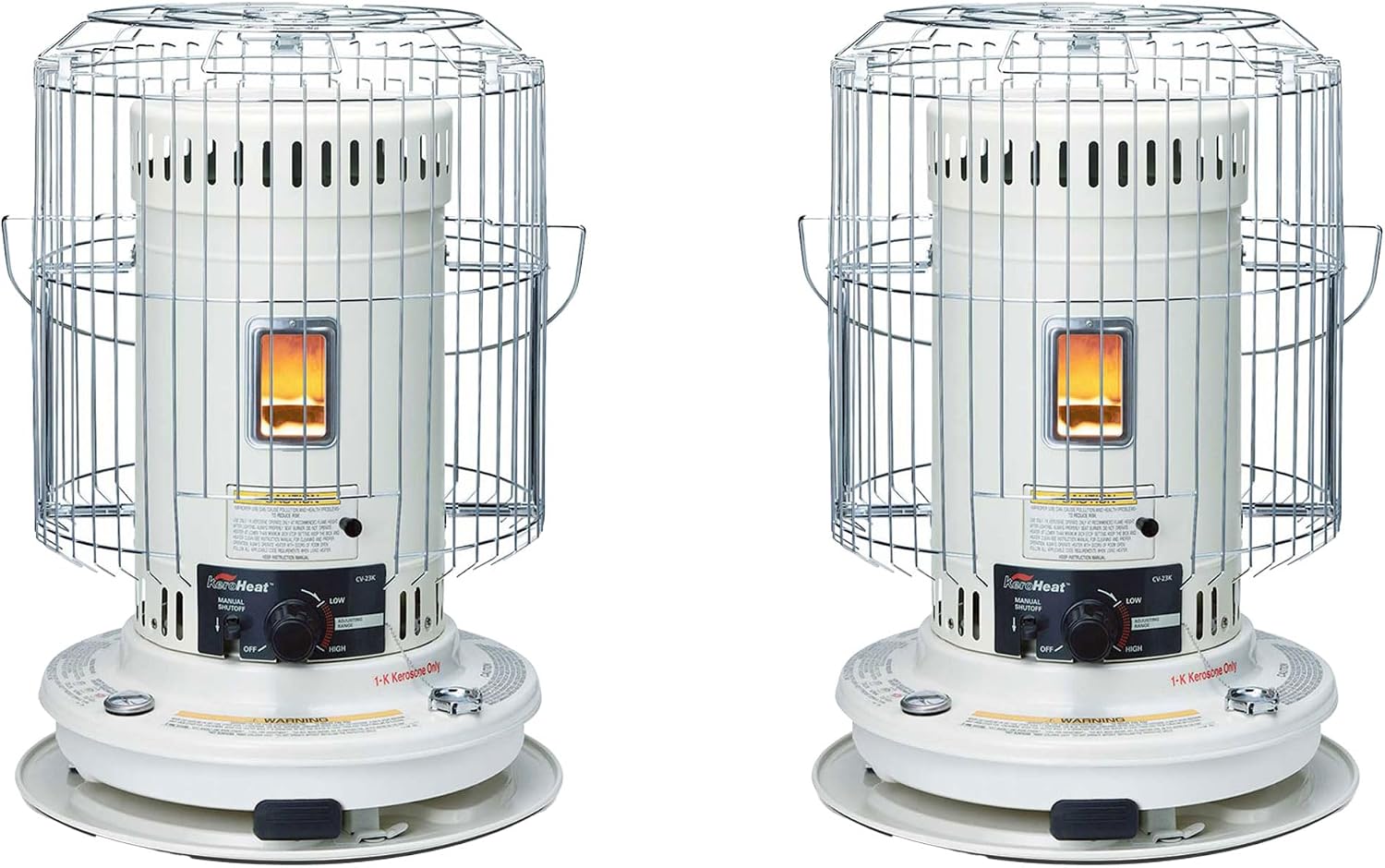 Sengoku KeroHeat Efficient Indoor Outdoor Portable Travel Convection Kerosene Heater with Automatic Safety Shut Off, 23,500 BTU, 2 Pack, White