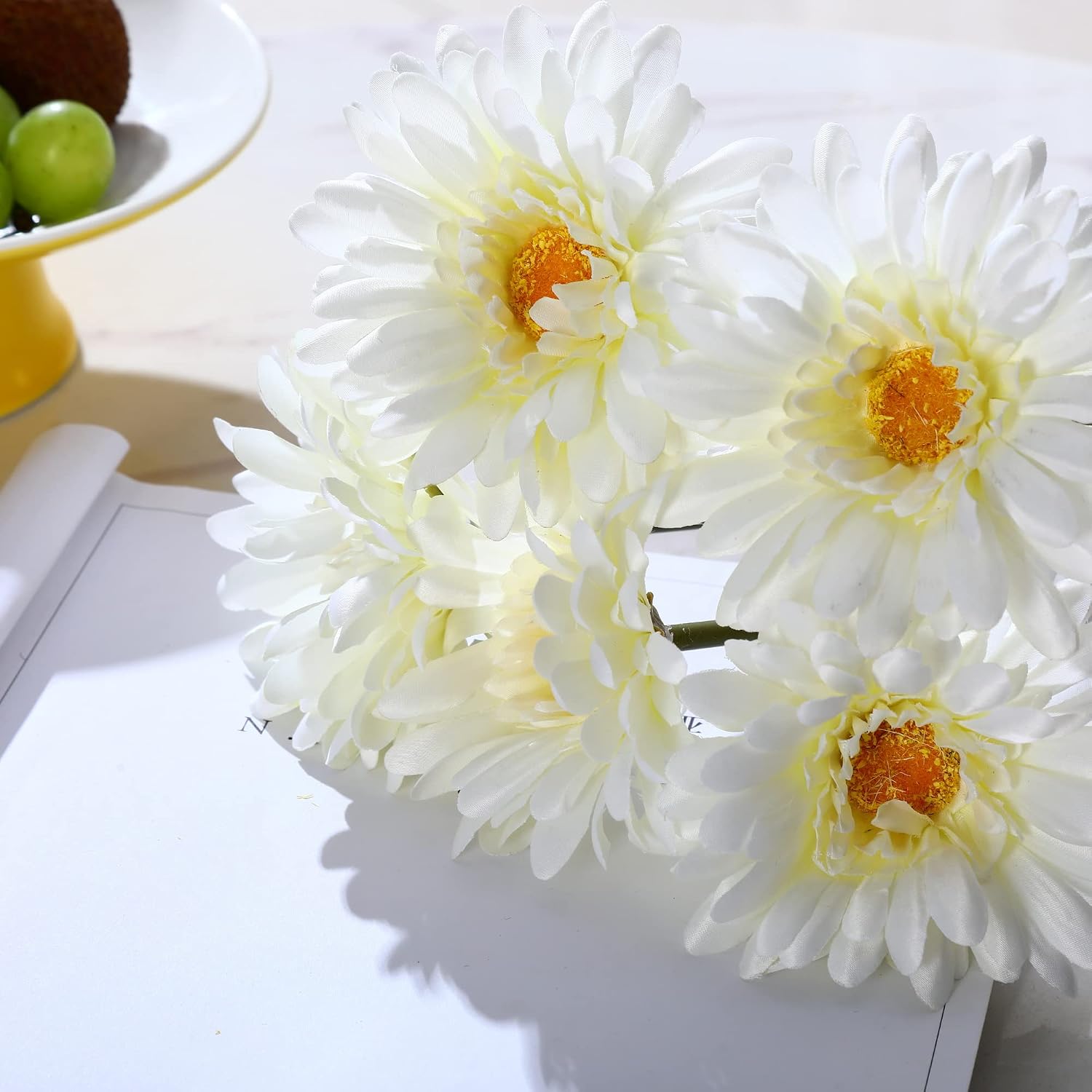 TOPIA Artificial African Daisies Flowers African Daisy Silk Flowers Artificial Gerbera Daisies Pack of 10 (Yellow)