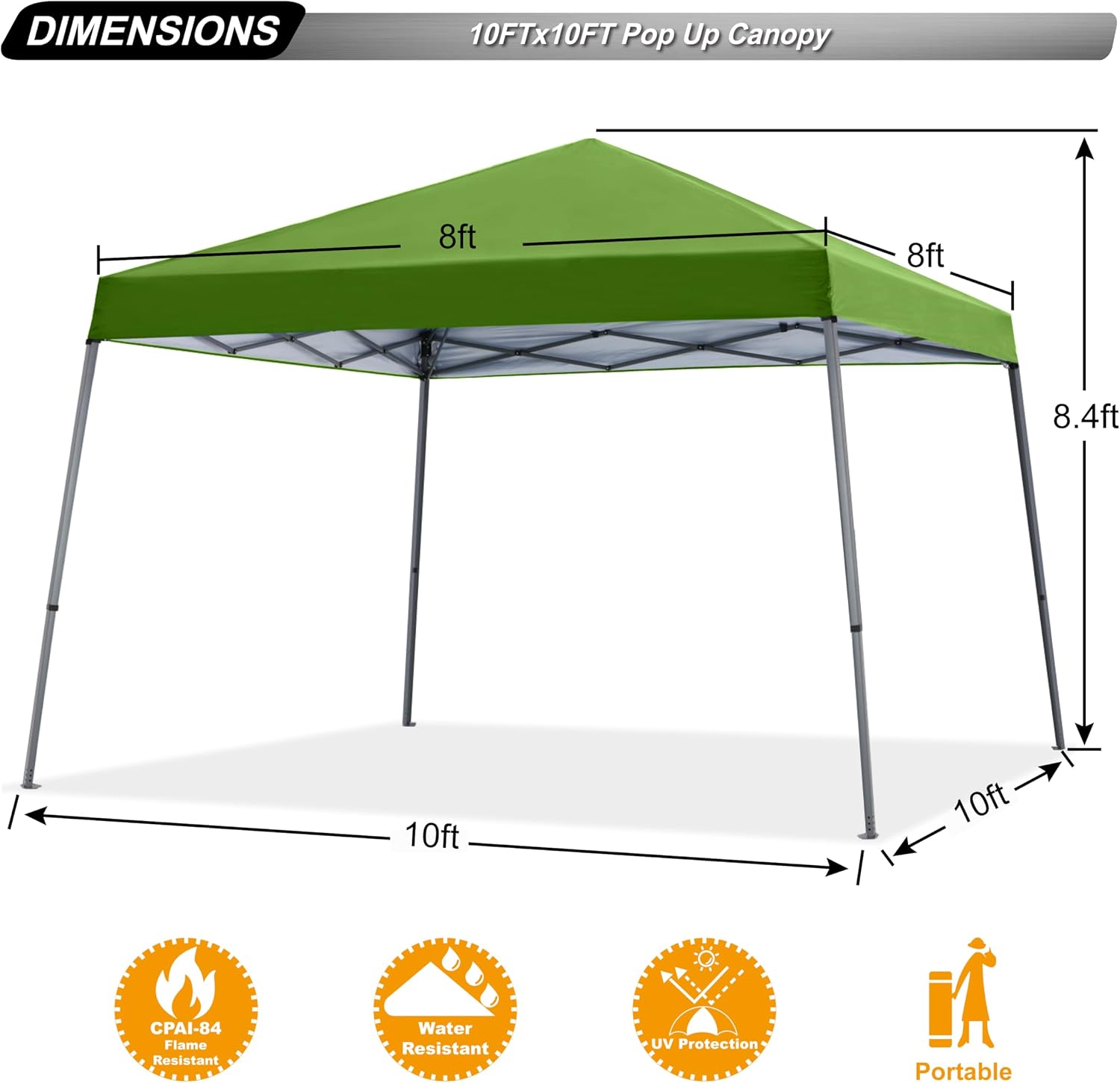 ABCCANOPY 11x11 Pop Up Canopy Tent, Stable Slant Leg Outdoor Shade, Black