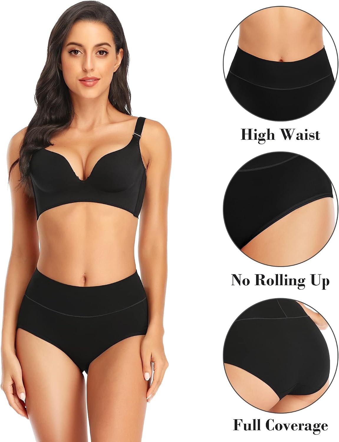 Womens Tummy Control Underwear Cotton High Waisted Full Briefs