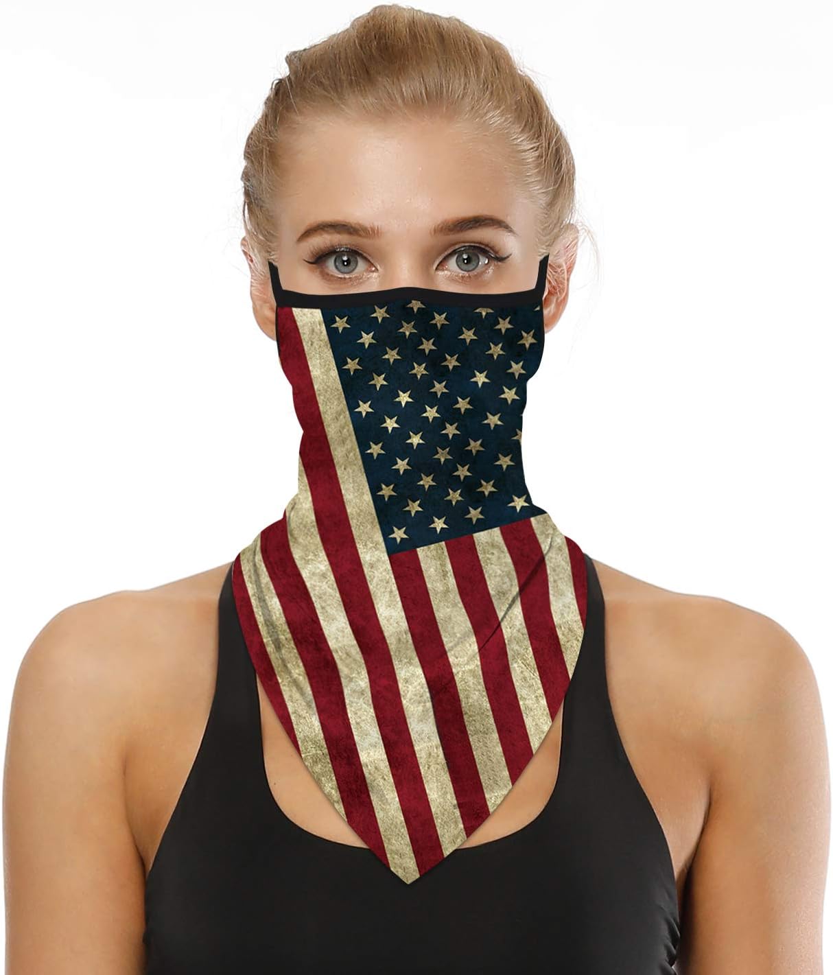 YAYOUREL Neck Gaiter Face Mask Bandanas for Men Women UV Face Scarf Cover Ear Loop Hole Facemask for Fishing Running Cycling