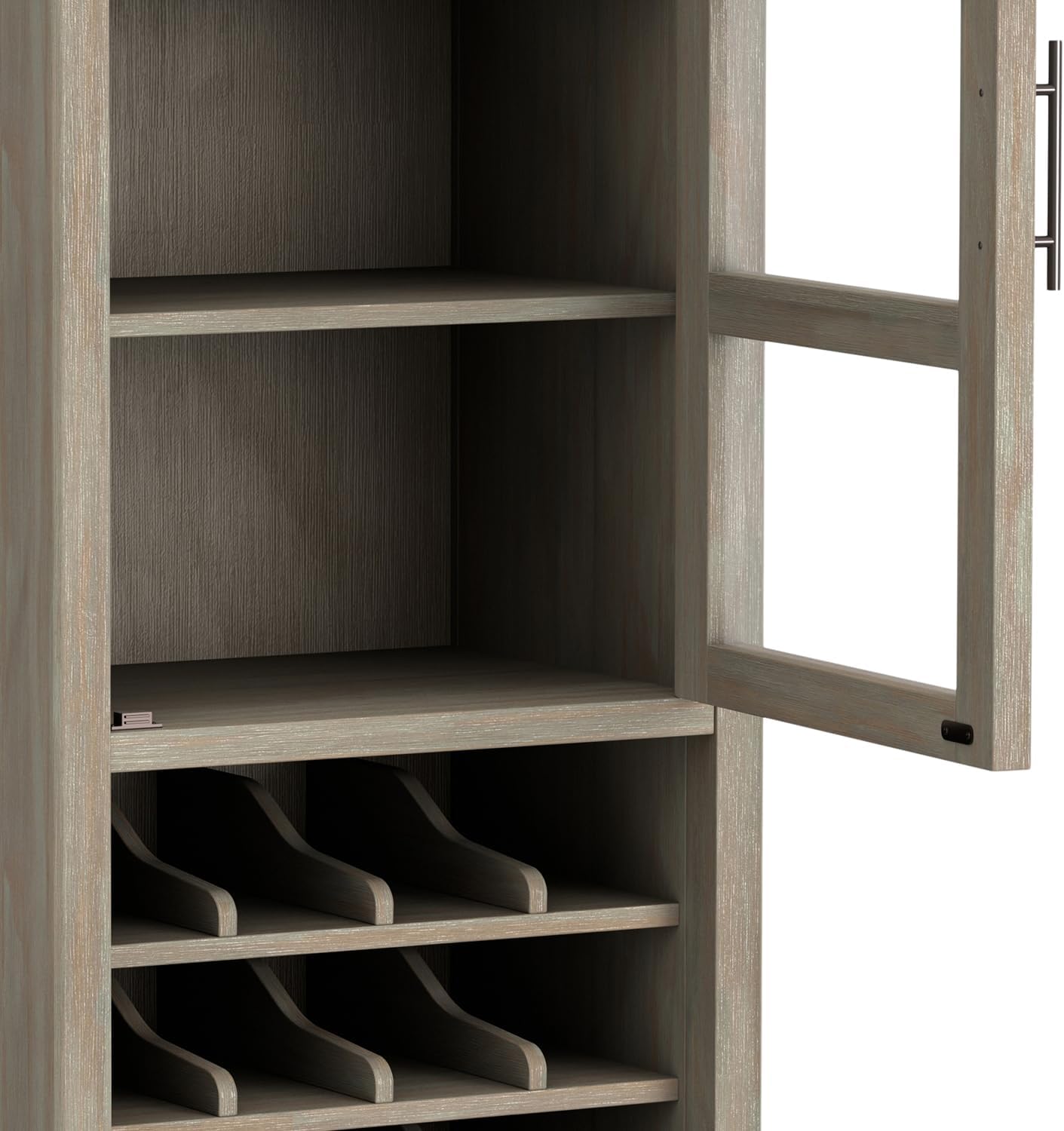 SIMPLIHOME Avalon 12-Bottle SOLID WOOD 22 Inch Wide Contemporary High Storage Wine Rack Cabinet in Dark Tobacco Brown, For the Living Room, Dining Room and Kitchen