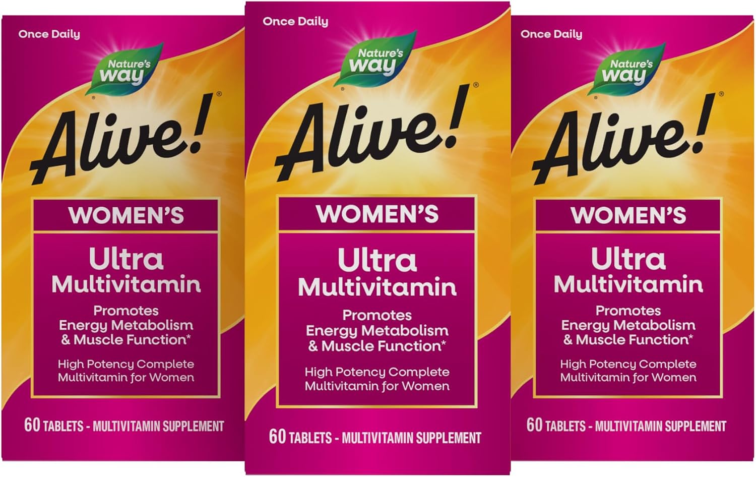 Nature's Way Alive! Women's Ultra Multivitamin, High Potency, 60 ct | Complete Daily Women's Vitamins, Promotes Energy Metabolism and Muscle Function*, Vitamin A, C, D, Methylated B12
