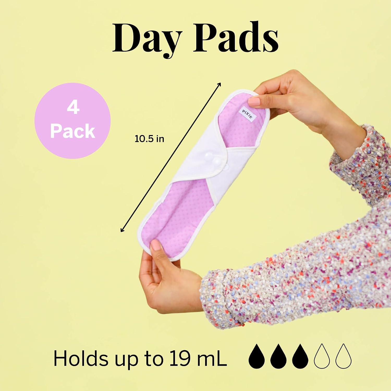 Pixie Cotton Cloth Pads for Feminine Care - 100% Organic Reusable Pads - Ranked 1 for Softest Menstrual Sanitary Napkins - Machine Washable & Includes Free Wet Bag - Menstrual Liner (Regular)