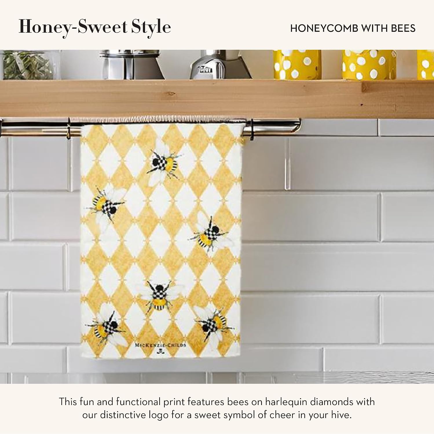 MACKENZIE-CHILDS Cotton Dish Towel, Hydrangea Tea Kettle