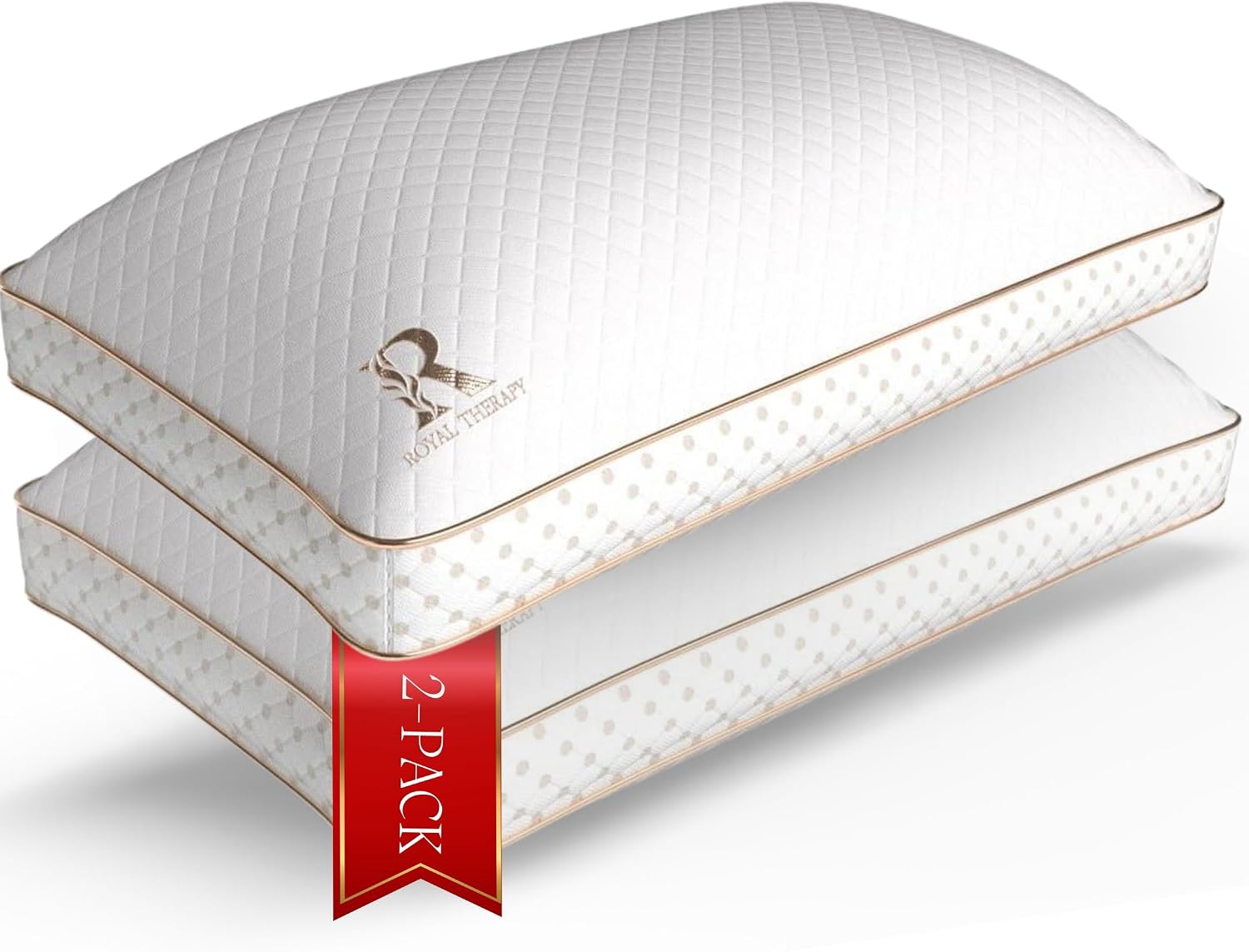 Royal Therapy Queen Size Set of 2-Shredded Memory Foam Pillow–Adjustable Memory Foam Pillow for Sleeping, Firm Pillow for Neck & Shoulder Support