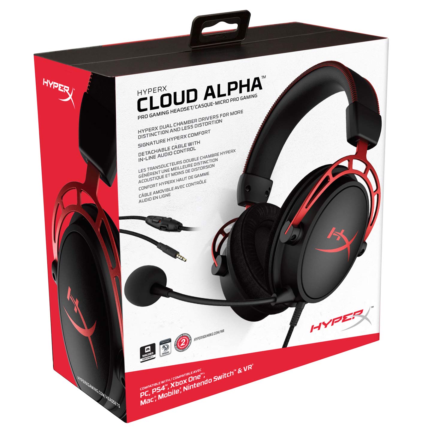 HyperX Cloud Alpha - Gaming Headset, Dual Chamber Drivers, Legendary Comfort, Aluminum Frame, Detachable Microphone, Works on PC, PS4, PS5, Xbox One, Xbox Series X|S, Nintendo Switch and Mobile – Red | Dual Chamber Drivers, Legendary Comfort, Aluminum Fr…
