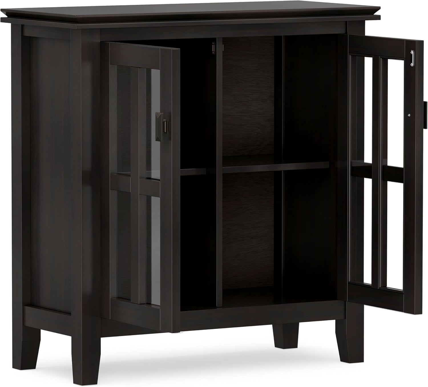 SIMPLIHOME Artisan 30" Wide Solid Wood Cabinet in Russet Brown