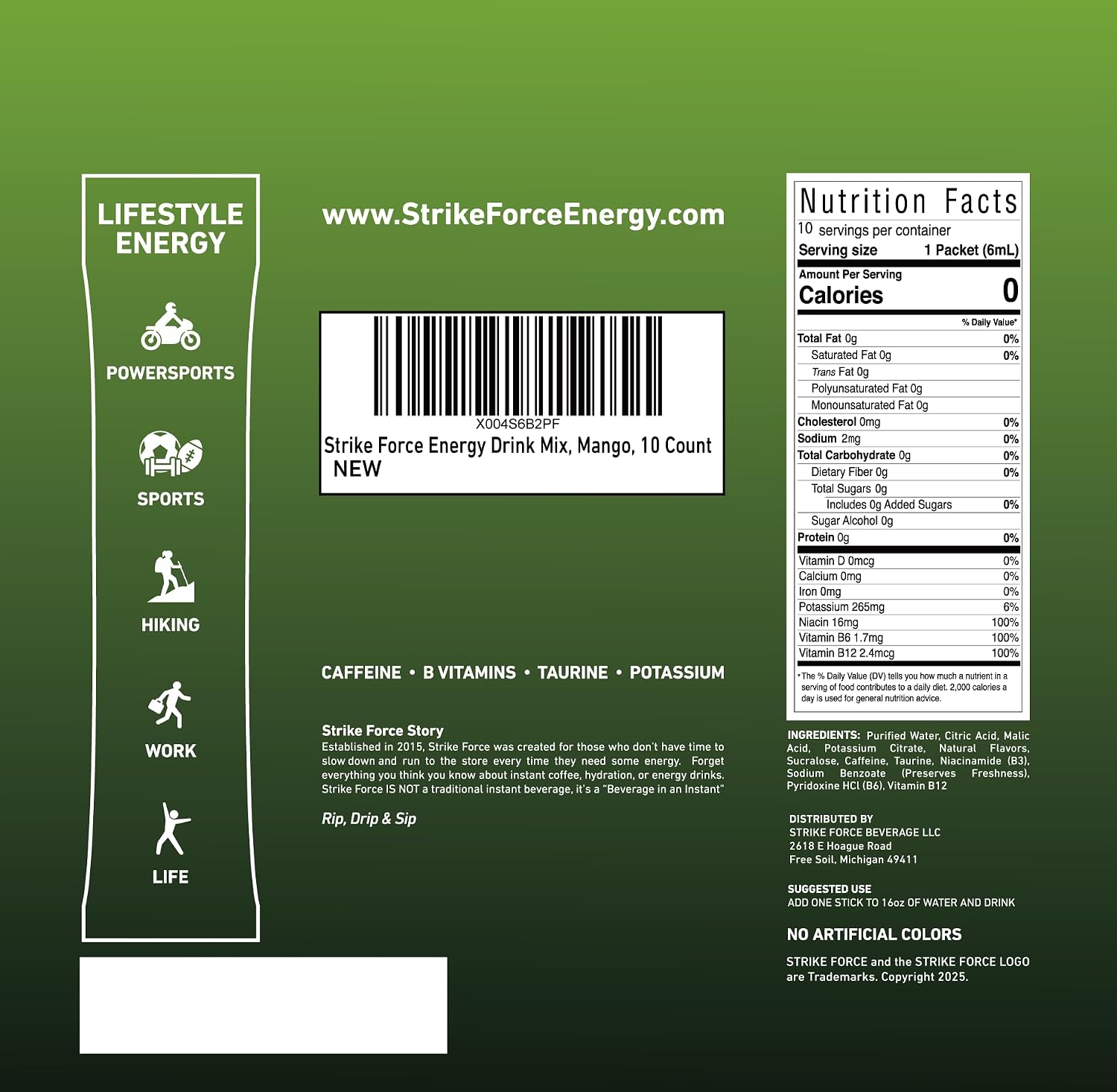 Strike Force Energy Drink Mix - Original Flavor - Natural Tasting Caffeine Drink - Turn Any Drink into a Healthy Energy Drink - Zero Calories, Keto Friendly, Sugar Free, Pre Workout (40 Liquid Packs)