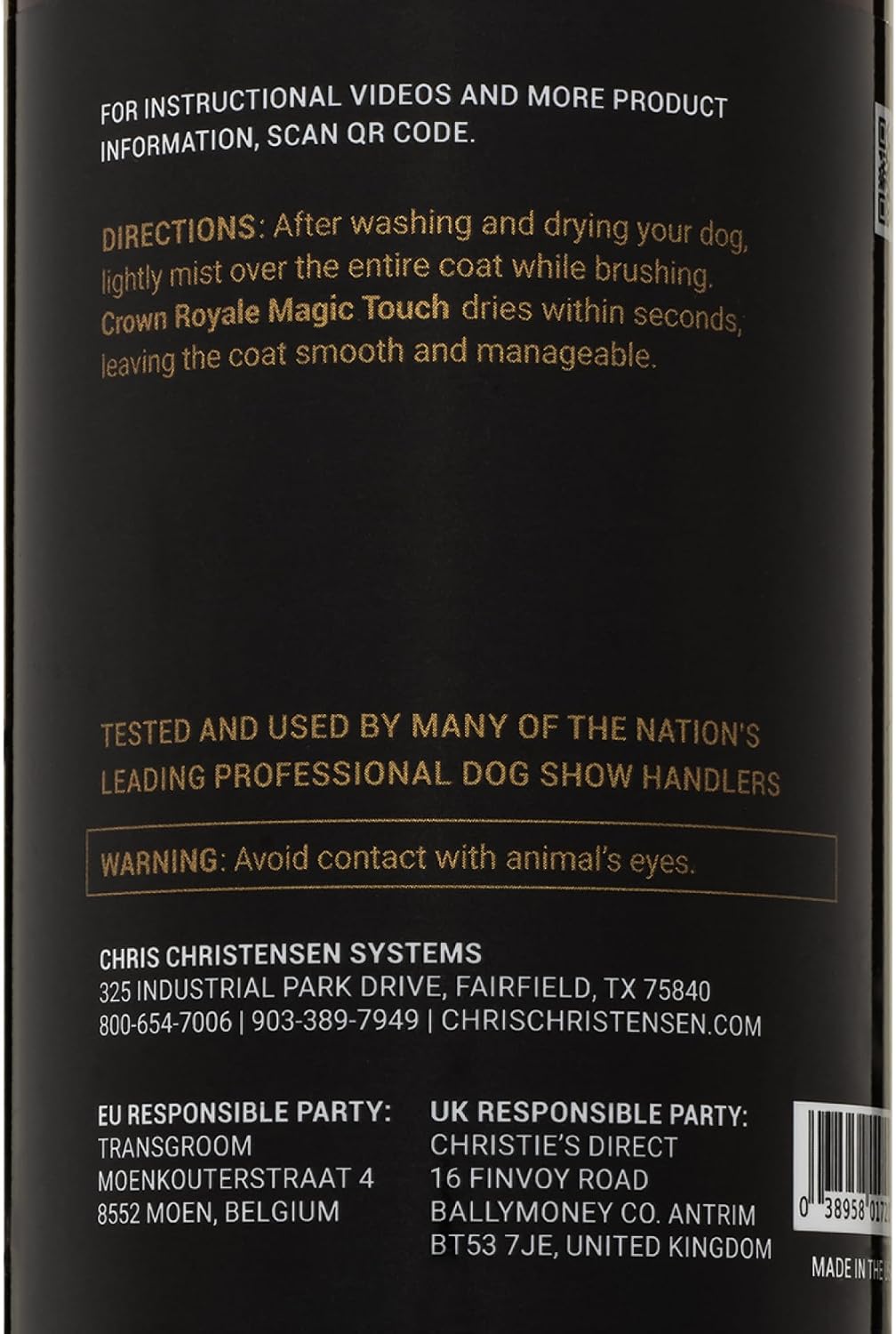 Crown Royale Magic Touch Formula 3 Pet Grooming Spray Ready-to-Use, No Heavy Build-Up, Finishing Spray, Prevents Coat Matting