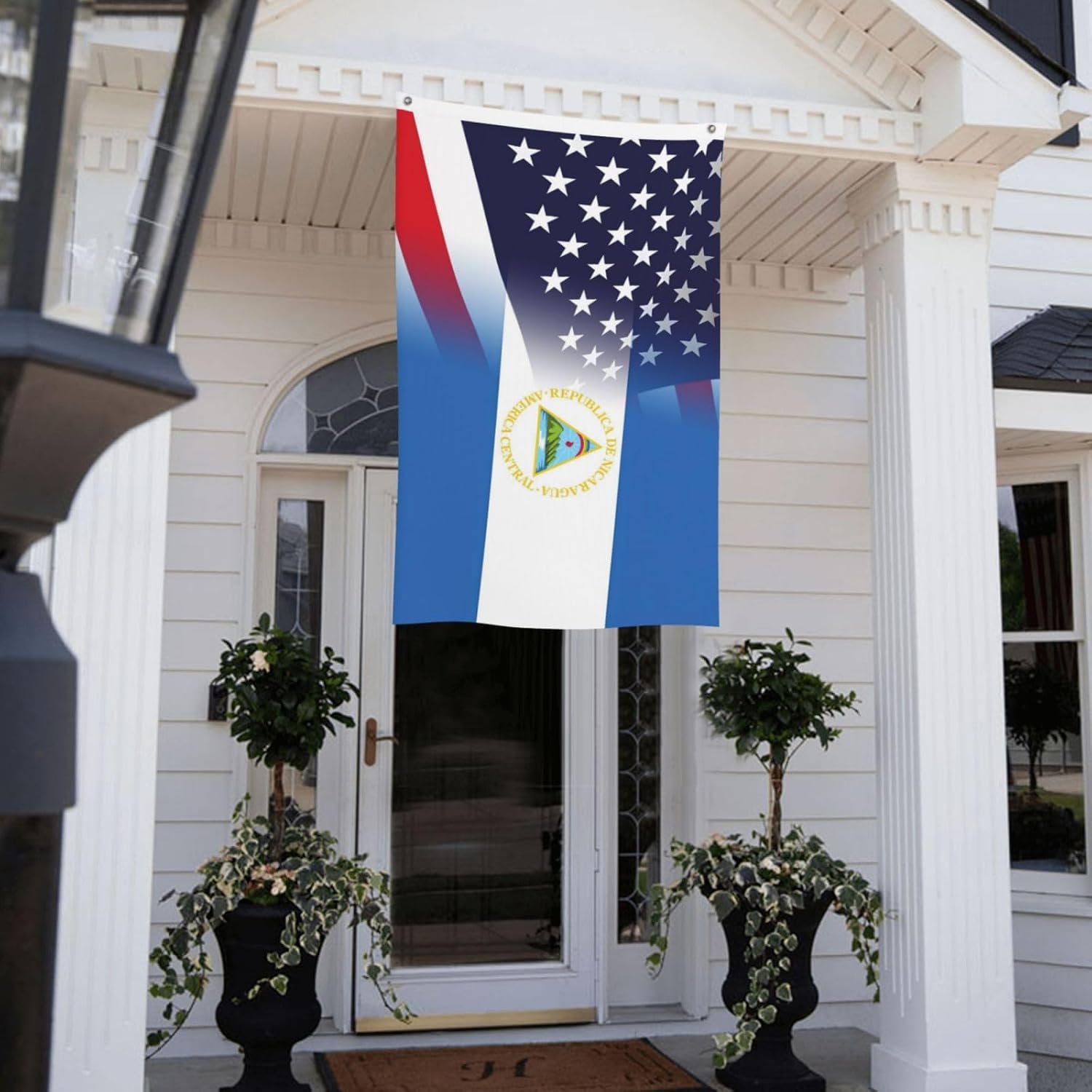 Nicaragua Nicaraguan And American Flag America USA 3x5 Ft Patriotic Banner Outdoor Indoor Decoration National Flags for Garden Car Yard Outside Decor