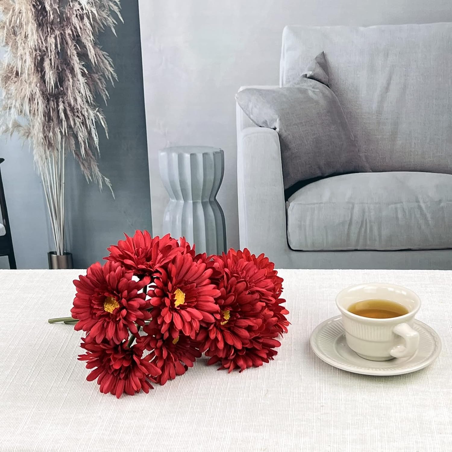 TOPIA Artificial African Daisies Flowers African Daisy Silk Flowers Artificial Gerbera Daisies Pack of 10 (Yellow)