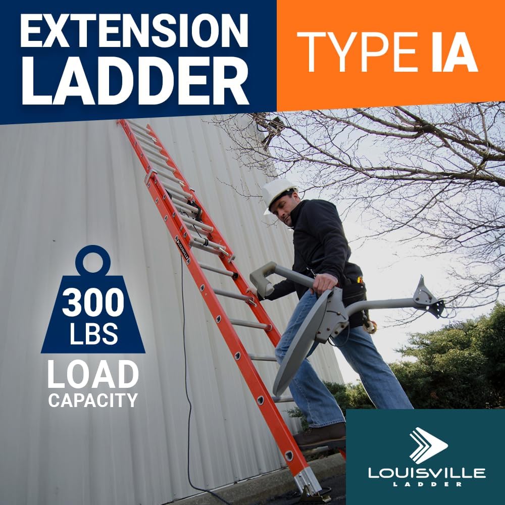 Louisville Ladder 16-foot Fiberglass Extension Ladder, 300-Pound Load Capacity, Type IA, FE3216