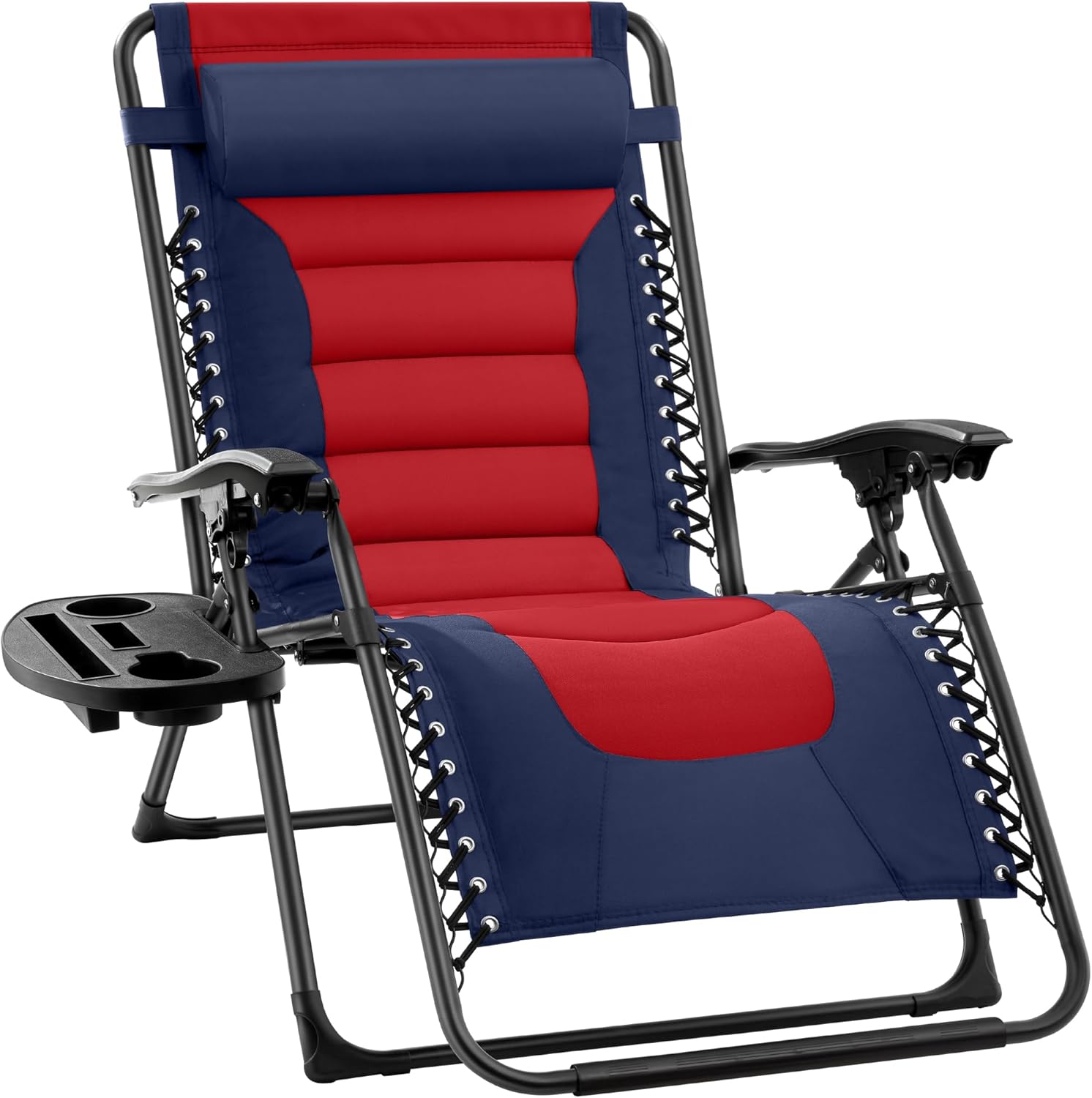 Best Choice Products Oversized Padded Zero Gravity Chair, Folding Outdoor Patio Recliner, XL Anti Gravity Lounger for Backyard w/Headrest, Cup Holder
