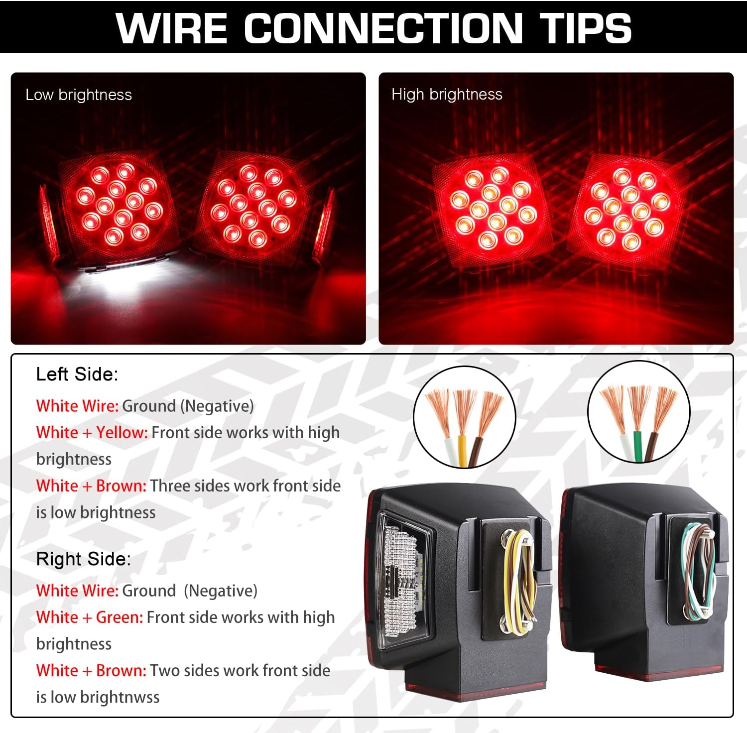 Submersible LED Trailer Light Kit, Super Bright Brake Stop Turn Tail License Lights for Camper Truck RV Boat Snowmobile Under 80" Inch
