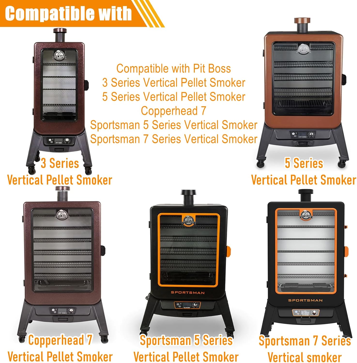Grill Replacement Parts for Pit Boss 3/5/7 Series Vertical Pellet Smokers | Include Upgrade 2.0RPM Auger Motor, Grill Induction Fan