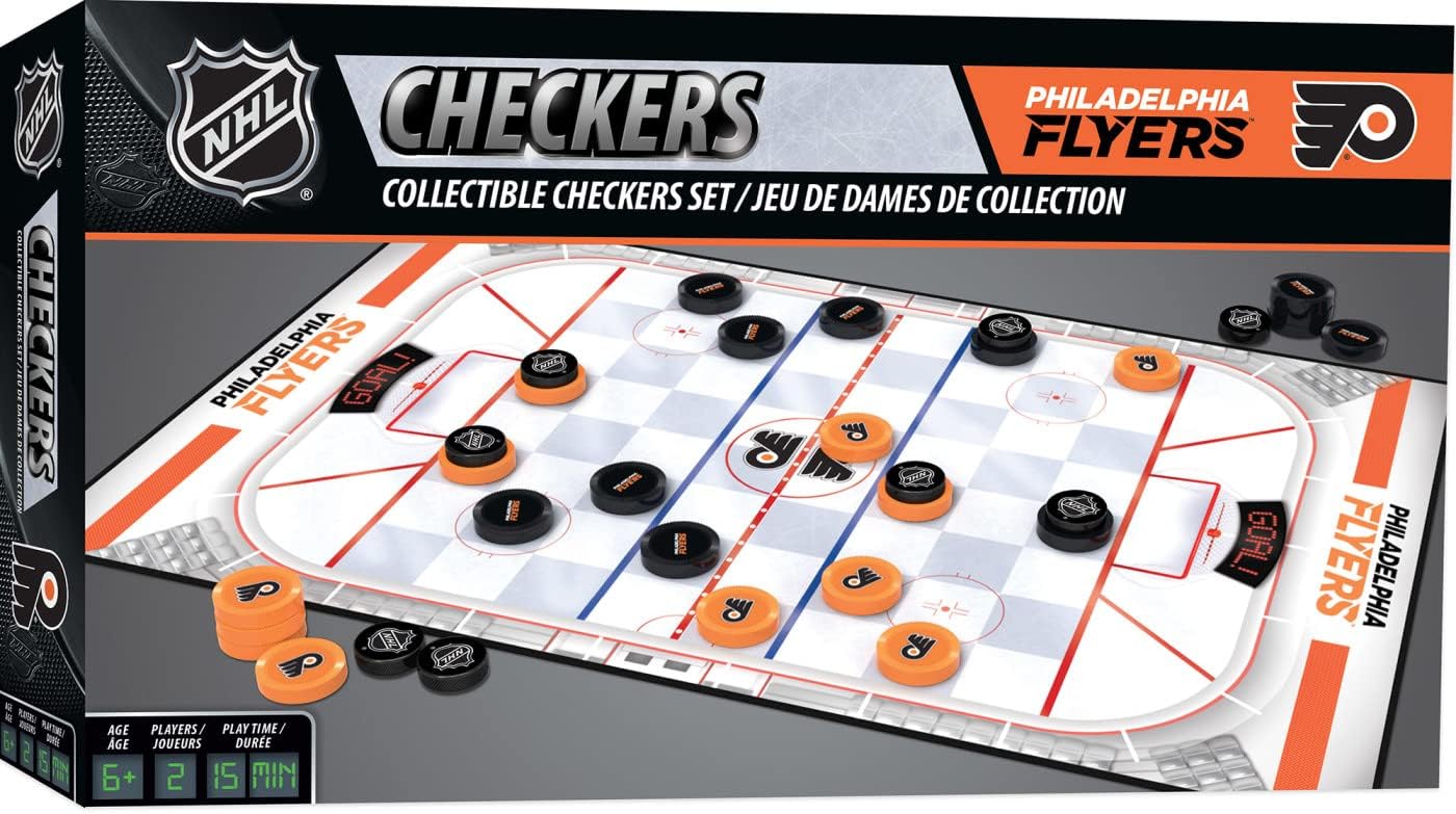 MasterPieces Officially licensed NHL League-NHL Checkers Board Game for Families and Kids ages 6 and Up
