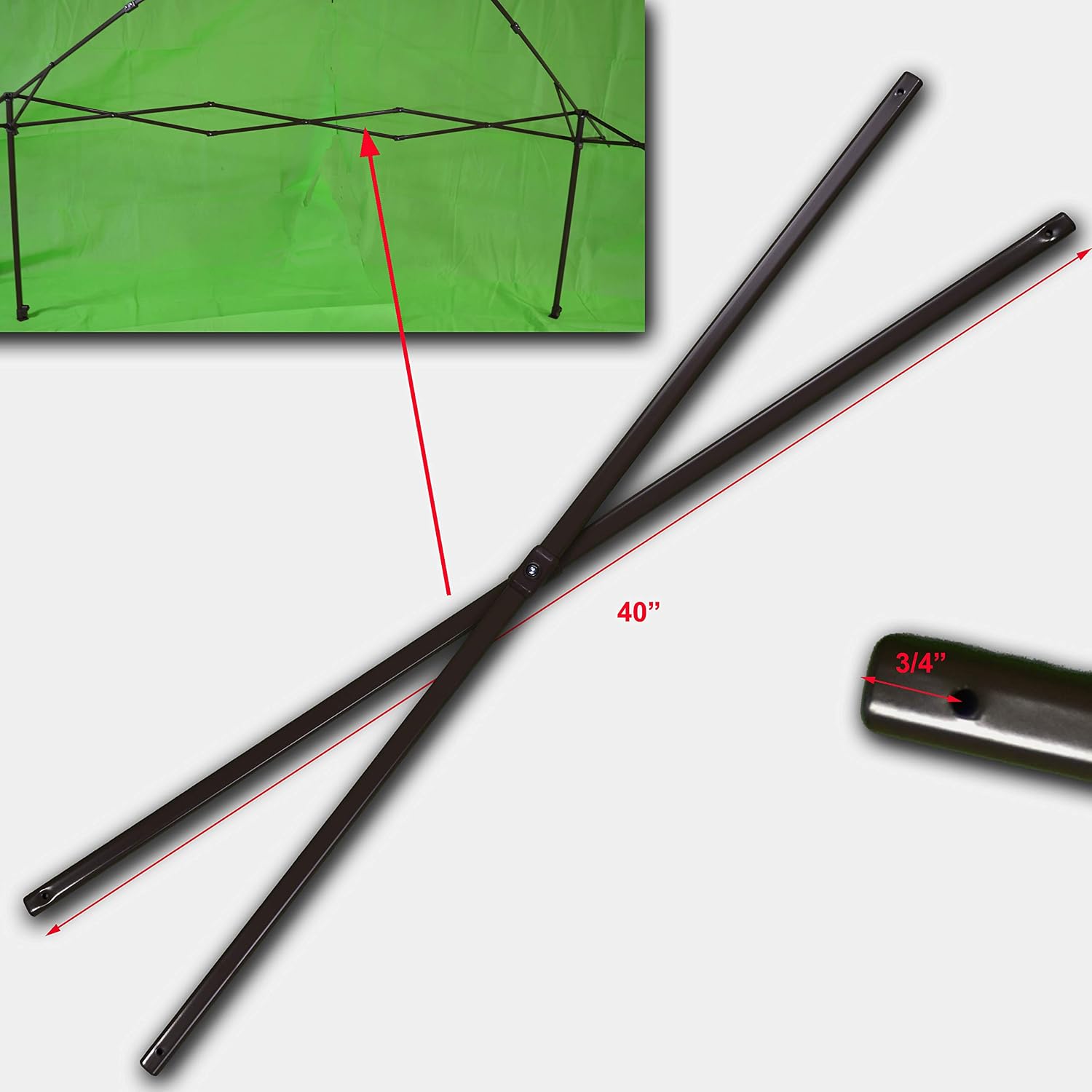 OZARK TRAIL 13' x 13' Pagoda Straight Leg Canopy Gazebo Middle Truss Bar Parts 40" (Black)