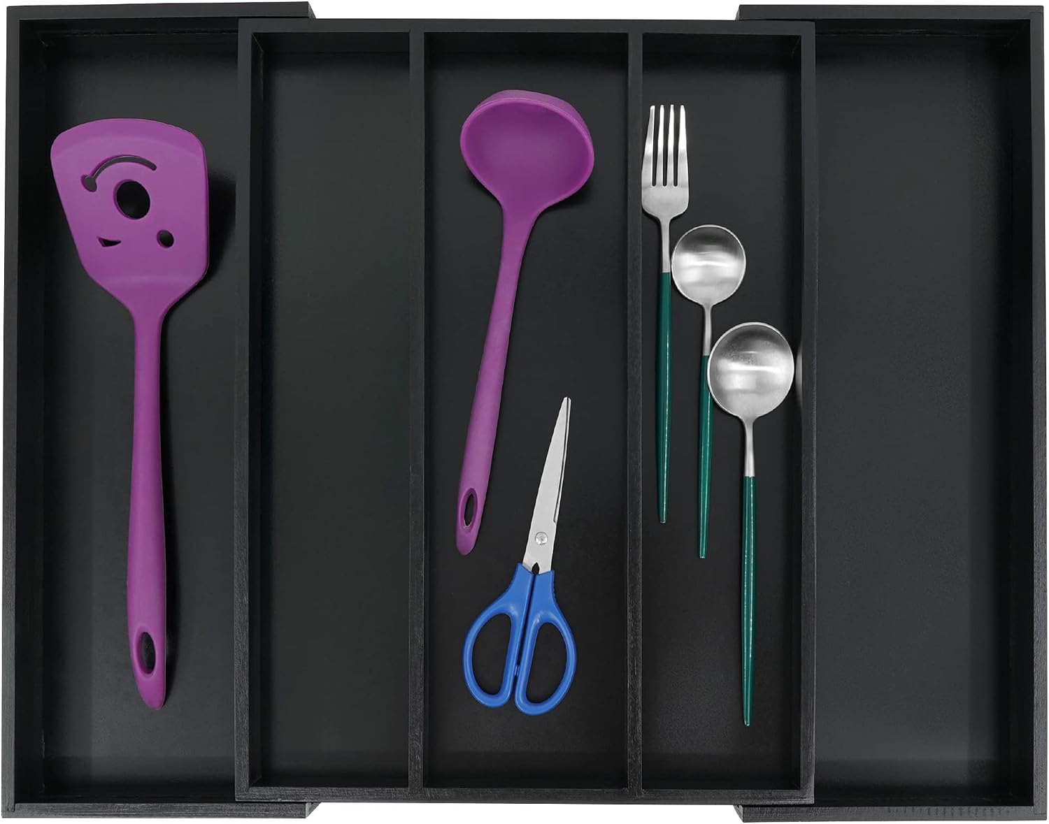 Utoplike Bamboo Expandable Kitchen Drawer Organizer Silverware Utensil Tray
