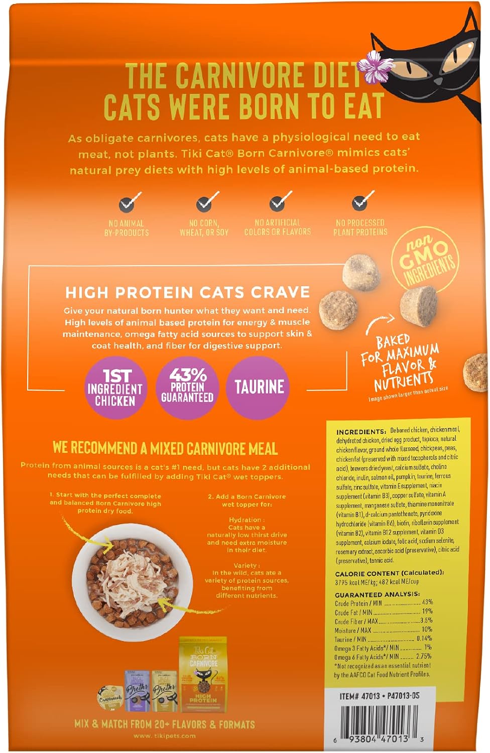 Tiki Cat Born Carnivore Dry Cat Food, Deboned Chicken & Egg, 2.8 lbs. Bag