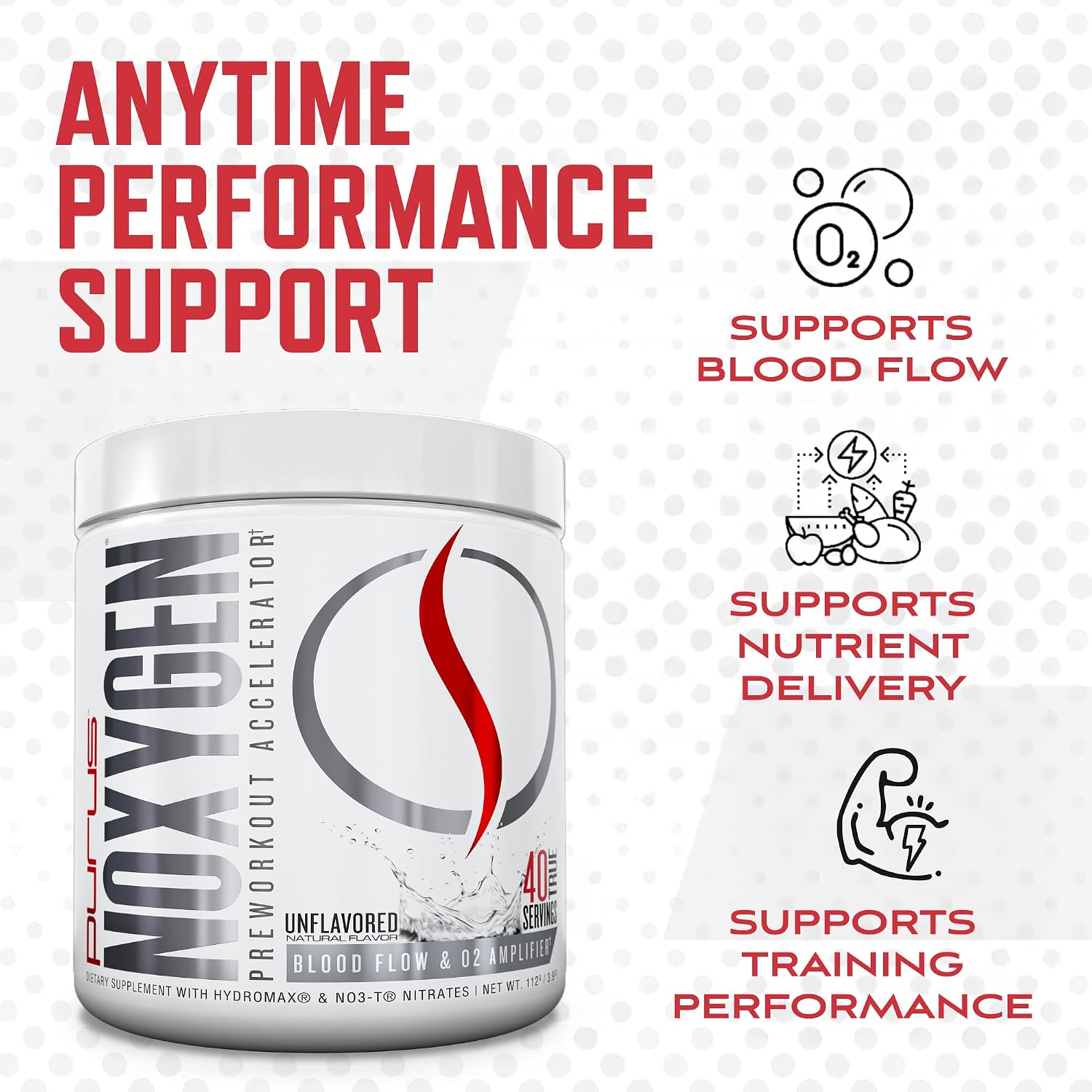 Purus Labs NOXygen Powder Pre-Workout Accelerator | Nitric Oxide Booster & Oxygen Amplifier | Hydromax Glycerol & NO3-T Nitrates | 40 Servings, Pack of 2 (Unflavored)