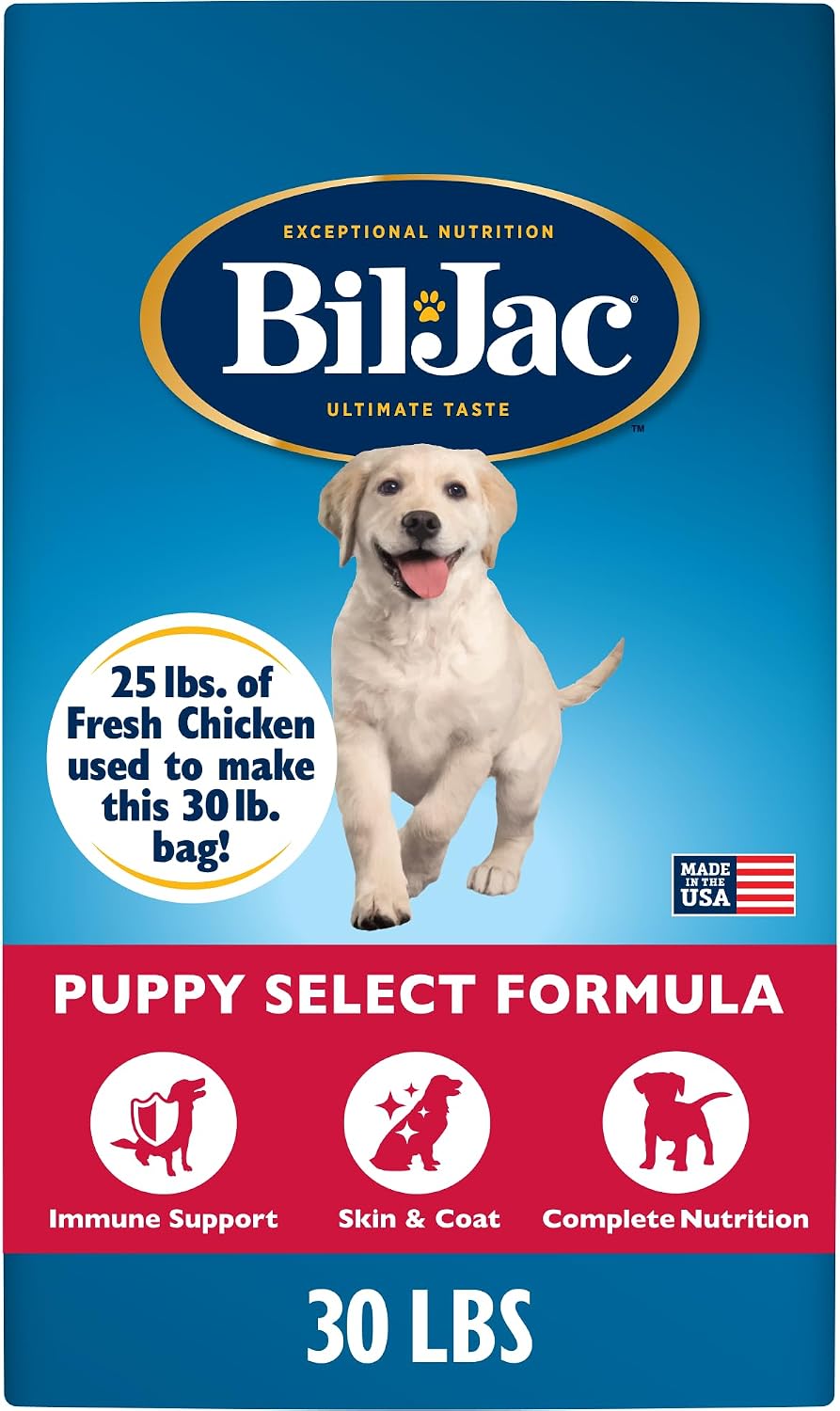 Bil-Jac Puppy Select Dry Dog Food with Fresh Chicken & Probiotics | 30 lb | Fresh Chicken is the #1 Ingredient with Easy-to-Chew Bites, Probiotics & Omega Fatty Acids to Support Healthy Puppy Growth