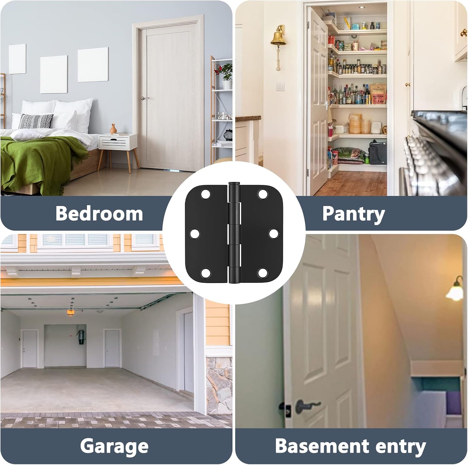 HOSOM 18 Pack 3.5 Inch Brushed Nickel Interior Door Hinges, 5/8 Radius, Satin Nickel 3 1/2 Interior Door Hinges, 3.5 "x 3.5" Silver Hardware