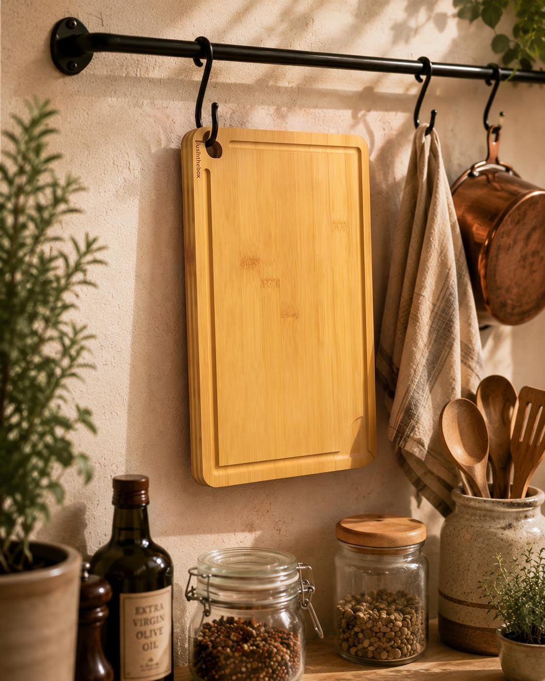 Cutting Boards for Kitchen, Wooden Chopping Board for Meat, Vegetables and Fruit, 18" x 12" XL Deep Carbonized Bamboo Board for Meal Prep, Serving, Daily Cooking and Kitchen Counter