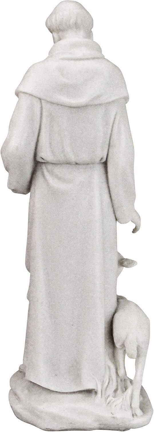 Design Toscano Francis of Assisi Blessing Religious Garden Decor Statue with Bird Bath Feeder, 19 inches Tall, Cast Stone Resin, Gray Stone Finish