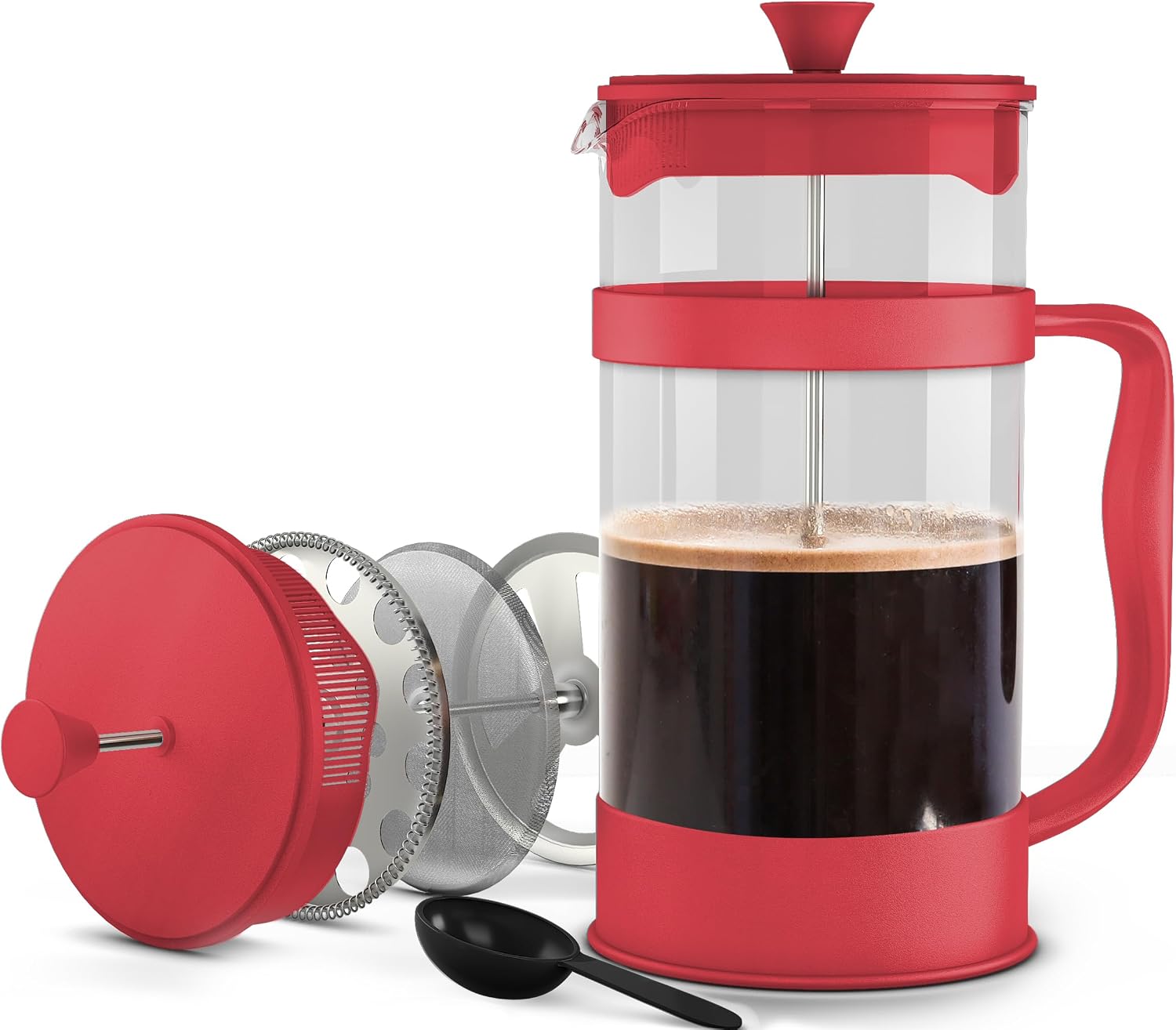 Utopia Kitchen Borosilicate Glass French Press Coffee Maker 34 Oz, Black | Heat-Resistant Cafetiere & Tea Maker, Thickened Glass Coffee Press for Travel and Camping