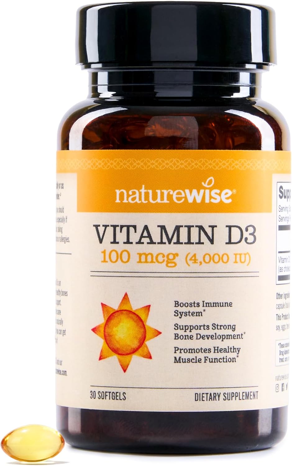 NatureWise Vitamin D3 5000IU Supplement, Immune Support, 360 Mini Softgels