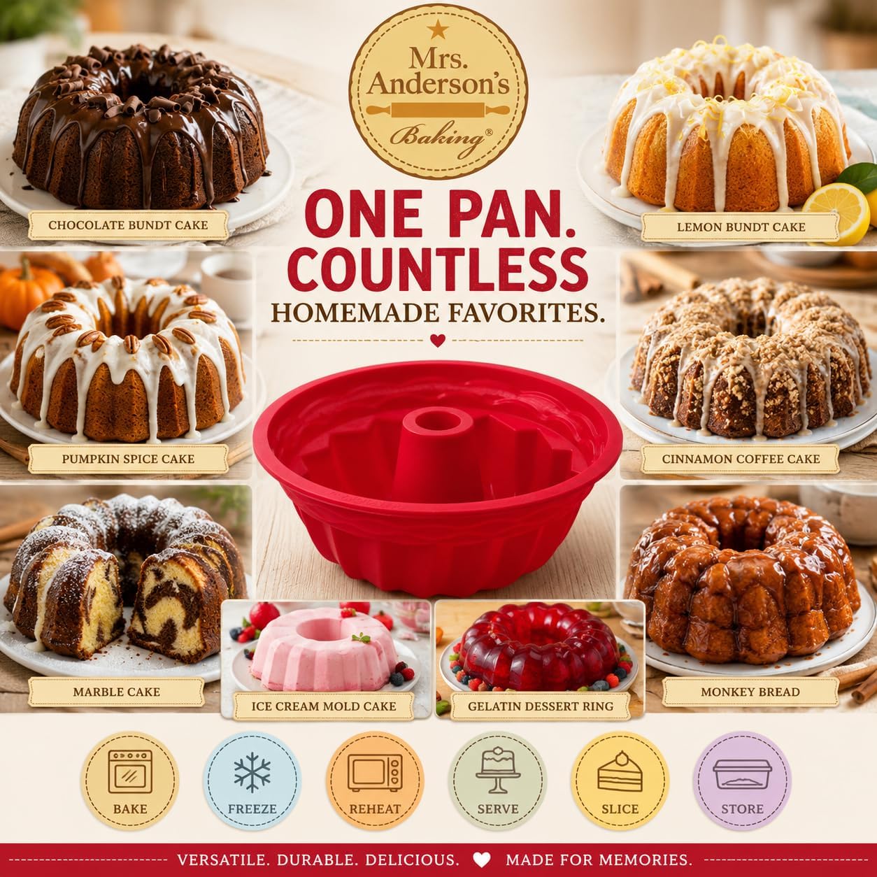 Mrs. Anderson's Baking Silicone Loaf Bread Pan, Non-Stick European-Grade Silicone