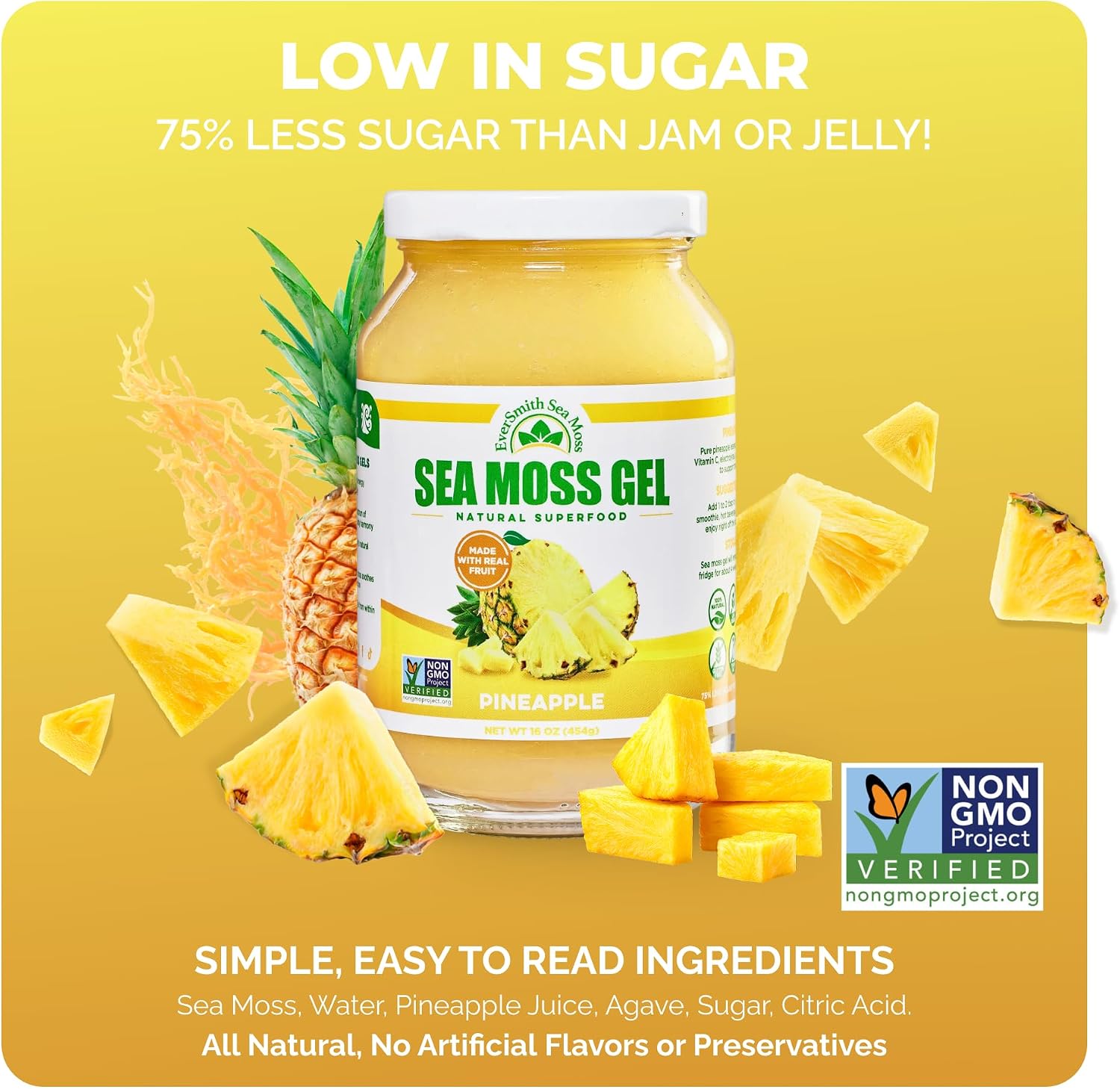 EverSmith Organics Wildcrafted Irish Sea Moss Gel, Mango Pineapple, 1 Jar