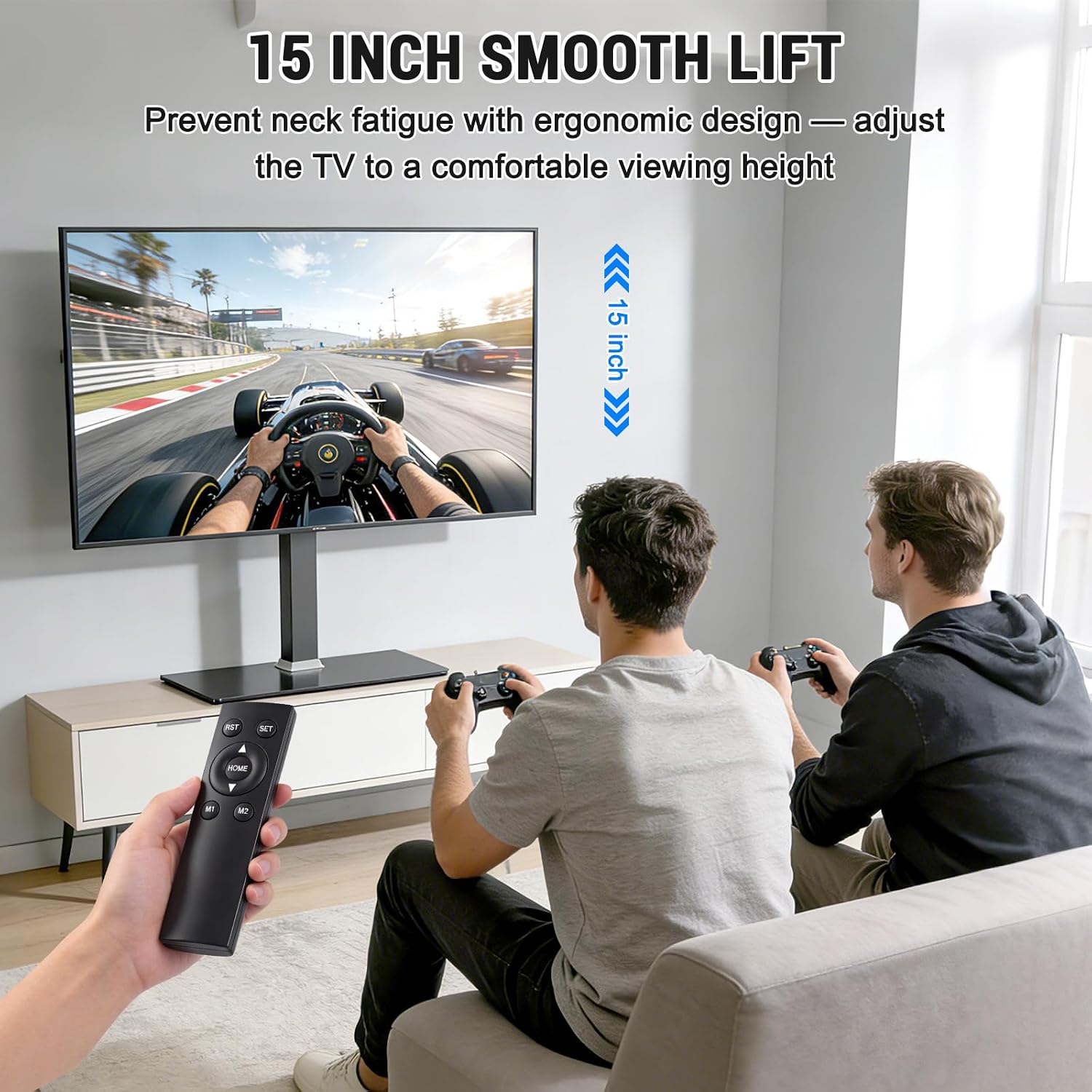 XINYAO Motorized TV Stand, Electric Height Adjustable Tabletop Mount | TV Lift Fit 32"–70" TVs up to 90 lbs, 3 presets for sit/stand/game
