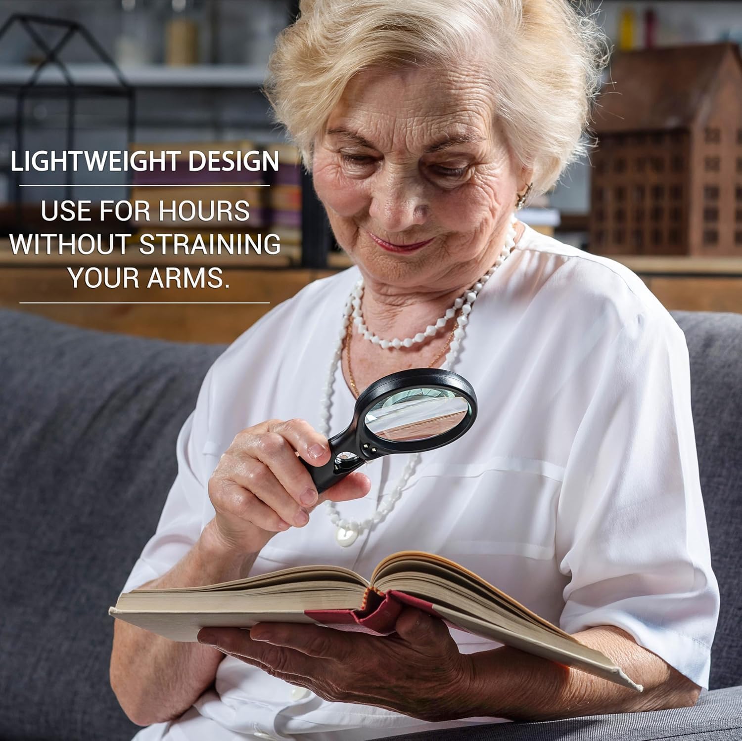 SeeZoom Magnifying Glass with Light, 3X Large Lens + 12X High Power Lens, Lighted Magnifying Glass Handheld Reading Magnifier for Seniors, Small Print